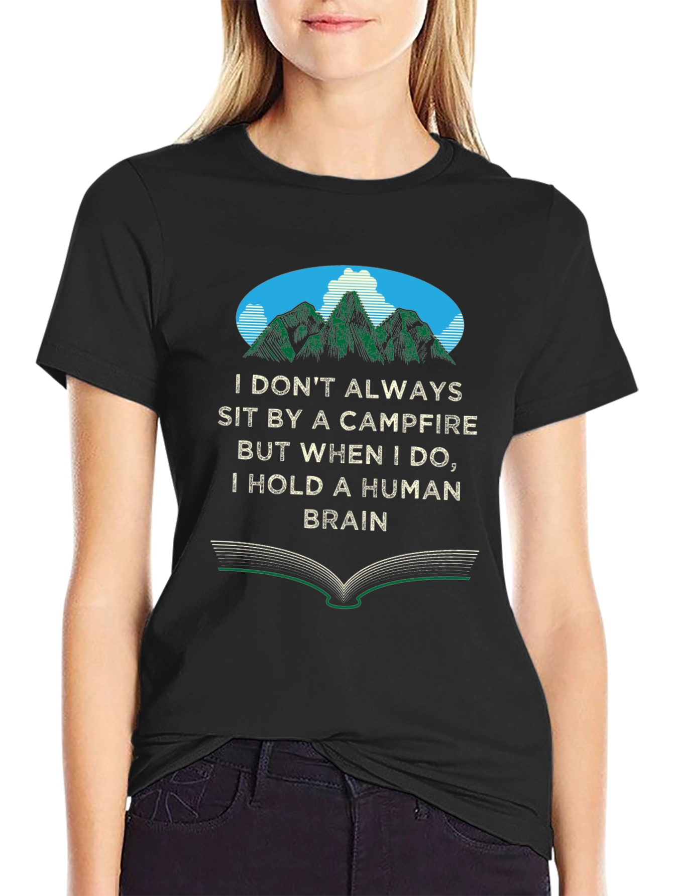 Campfire Human Brain Graphic Tee - Novelty T-Shirt