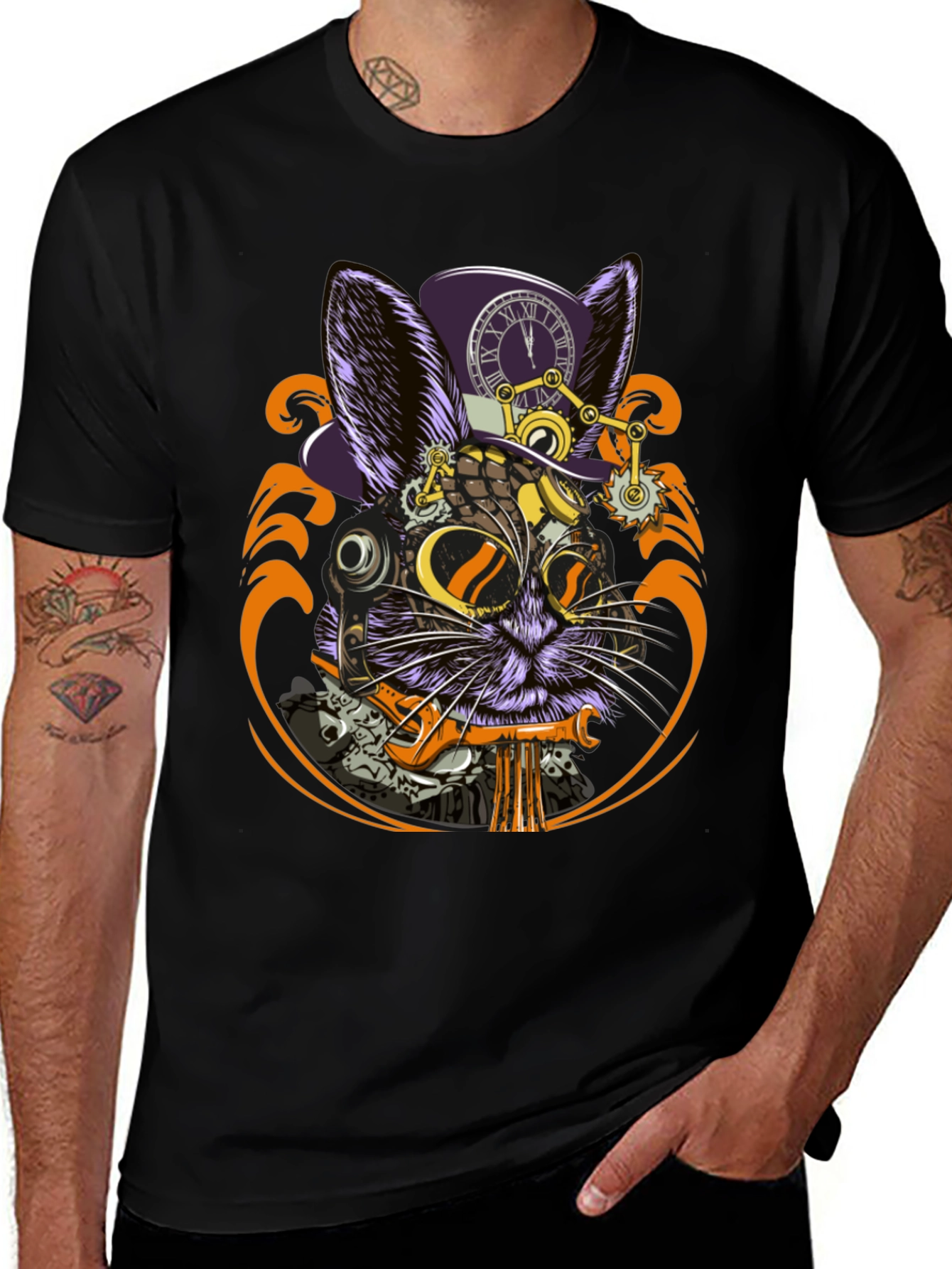 Steampunk Rabbit Graphic Tee - Unique Design