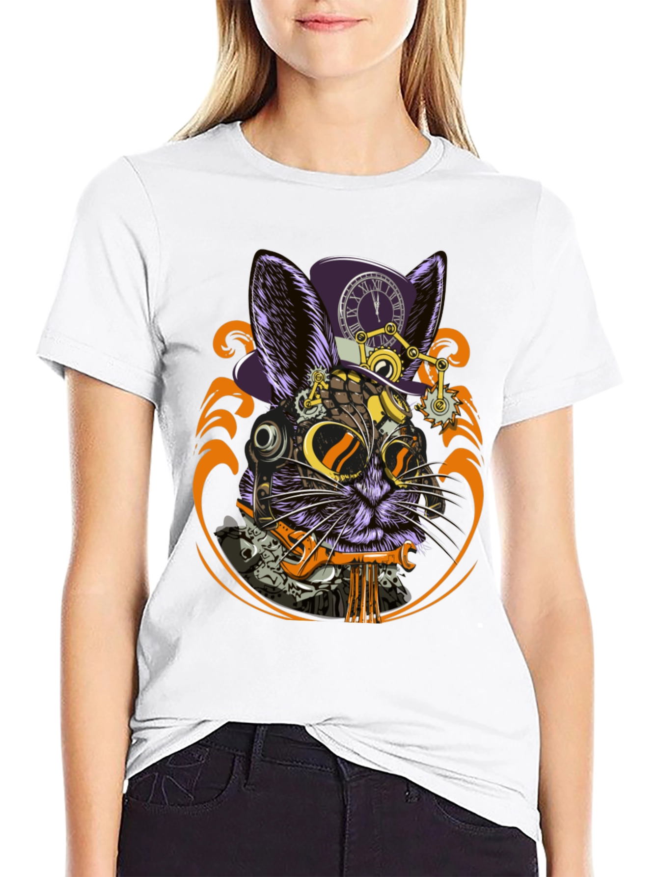 Steampunk Rabbit Graphic Tee - Unique Design