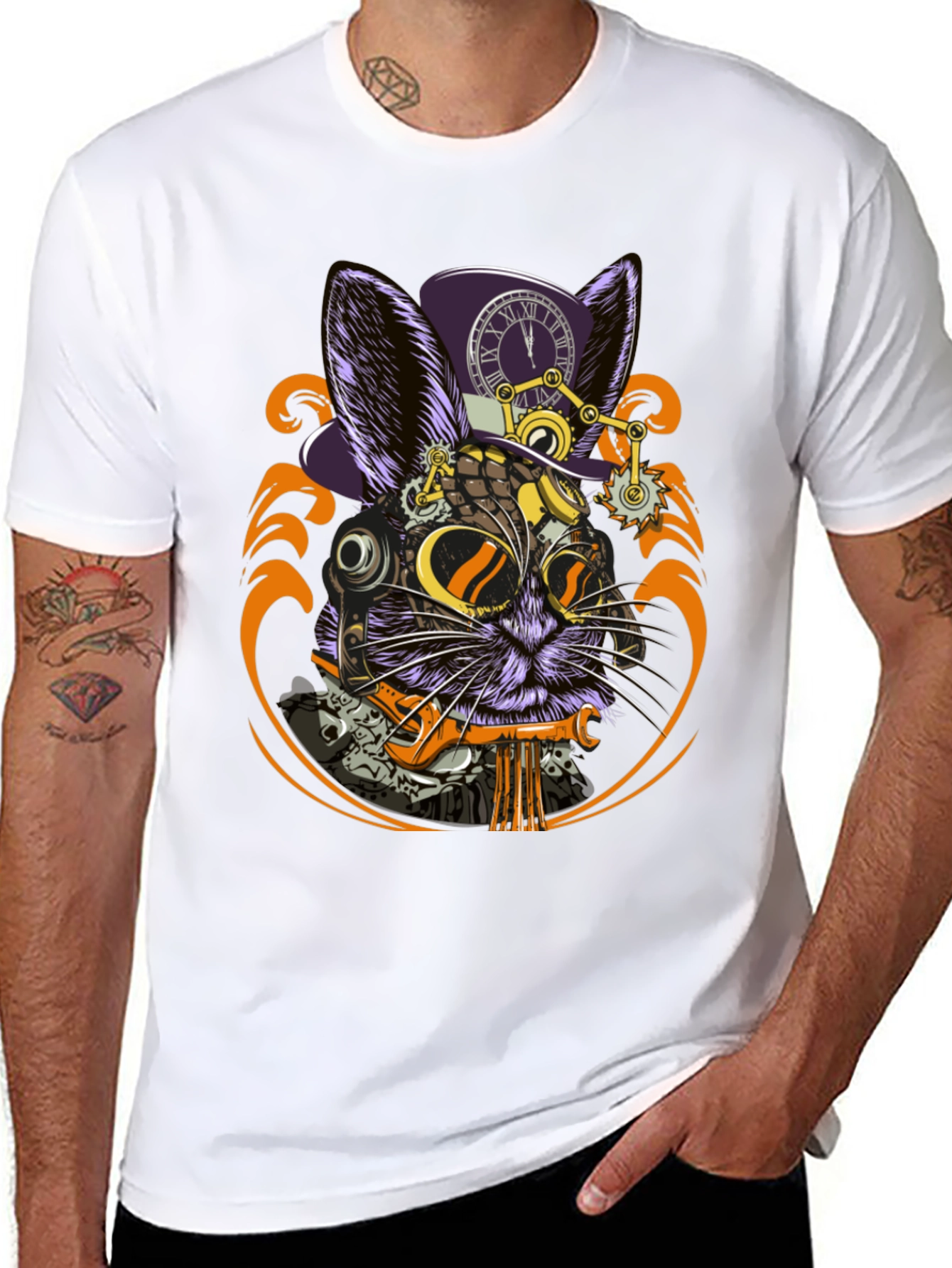 Steampunk Rabbit Graphic Tee - Unique Design