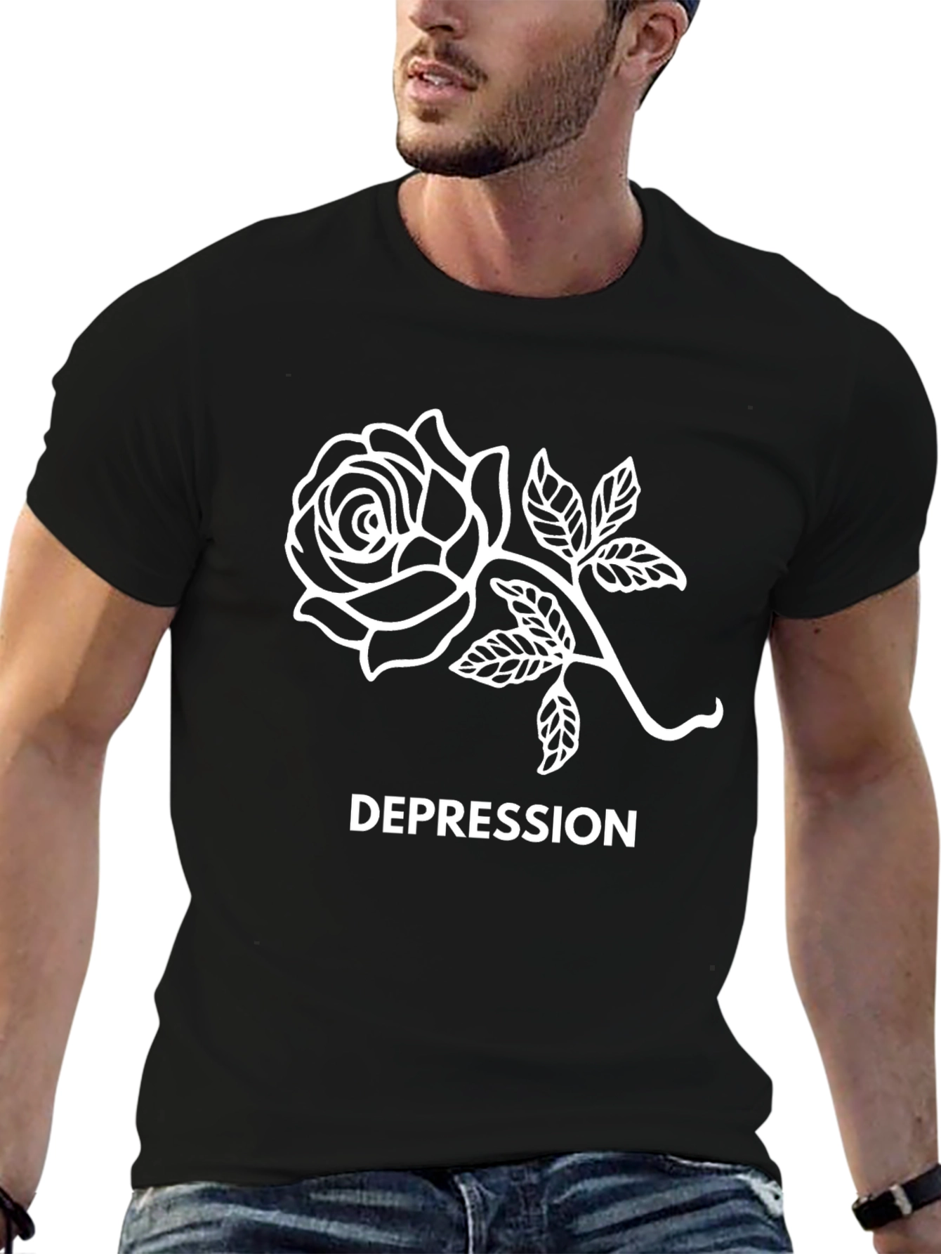 Rose Depression Graphic Tee - Stylish Comfort