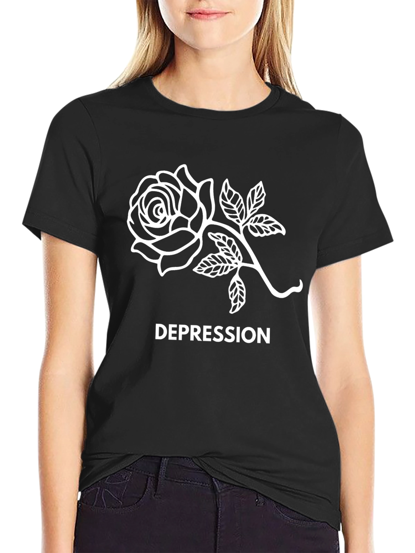 Rose Depression Graphic Tee - Stylish Comfort