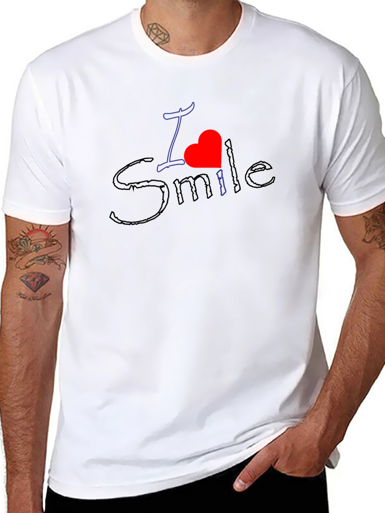 I Heart Smile - Black Crew Neck Tee