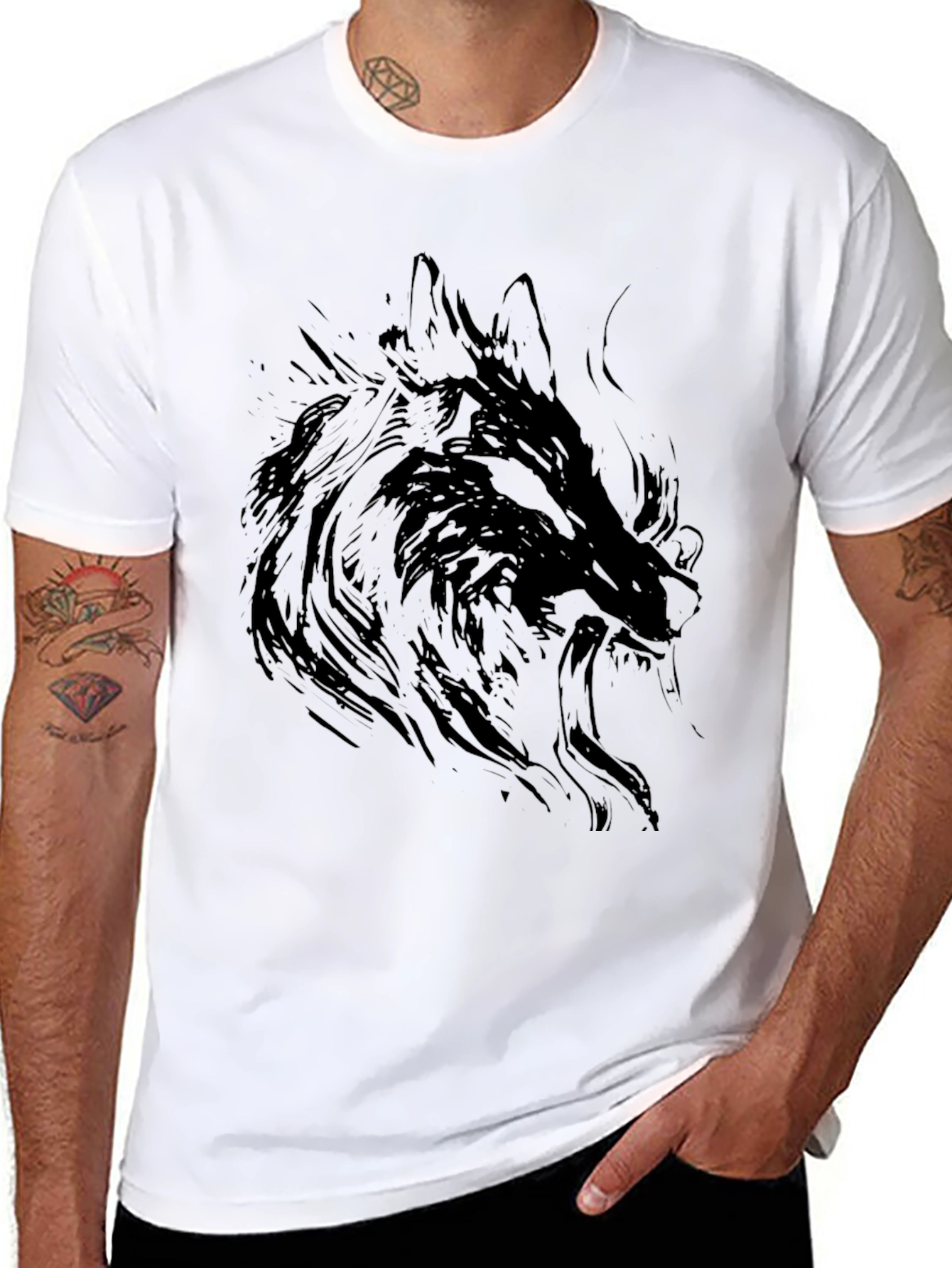 Black Wolf Graphic Tee - Stylish & Unique