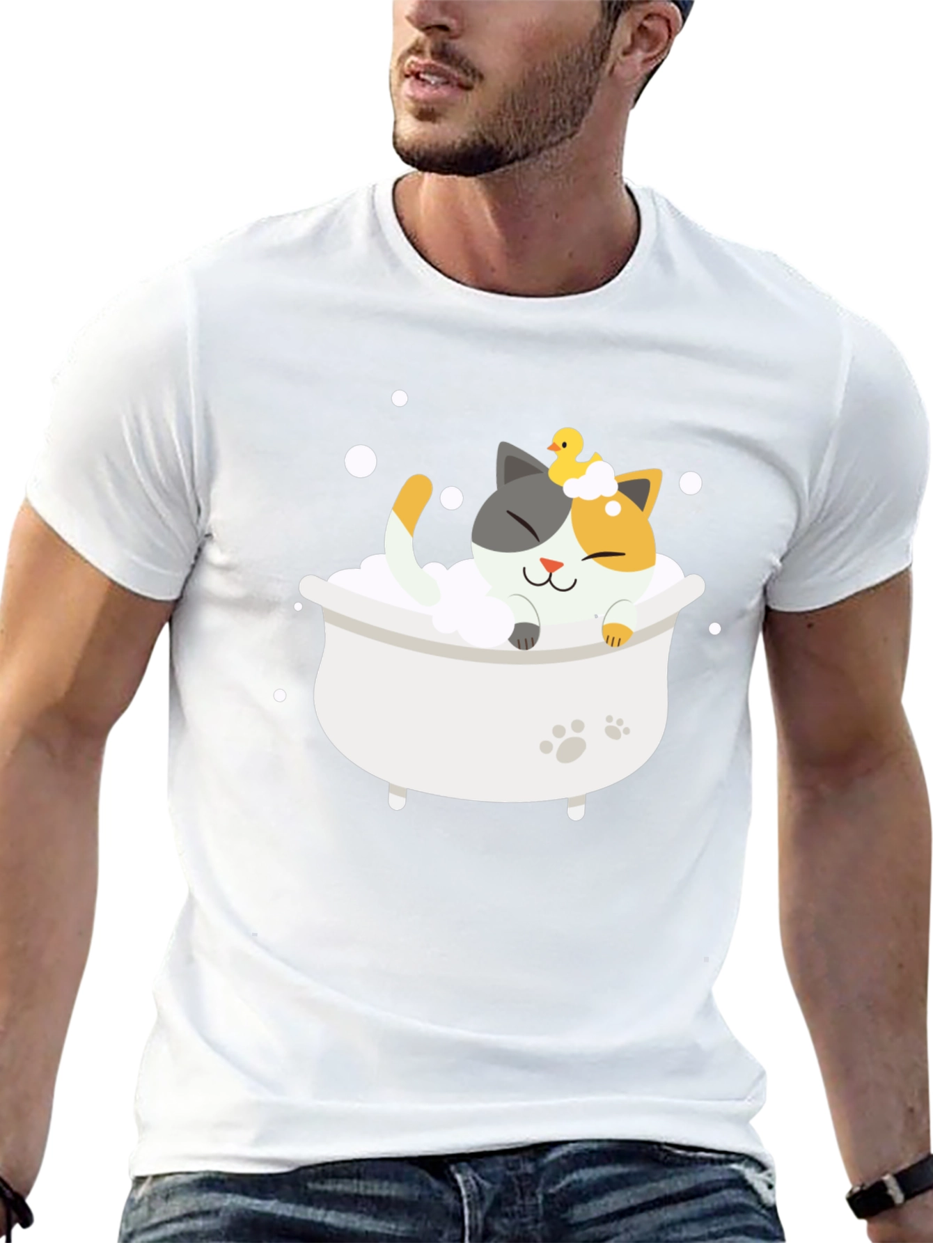 Cute Cat Bath T-Shirt - Relax in Style!