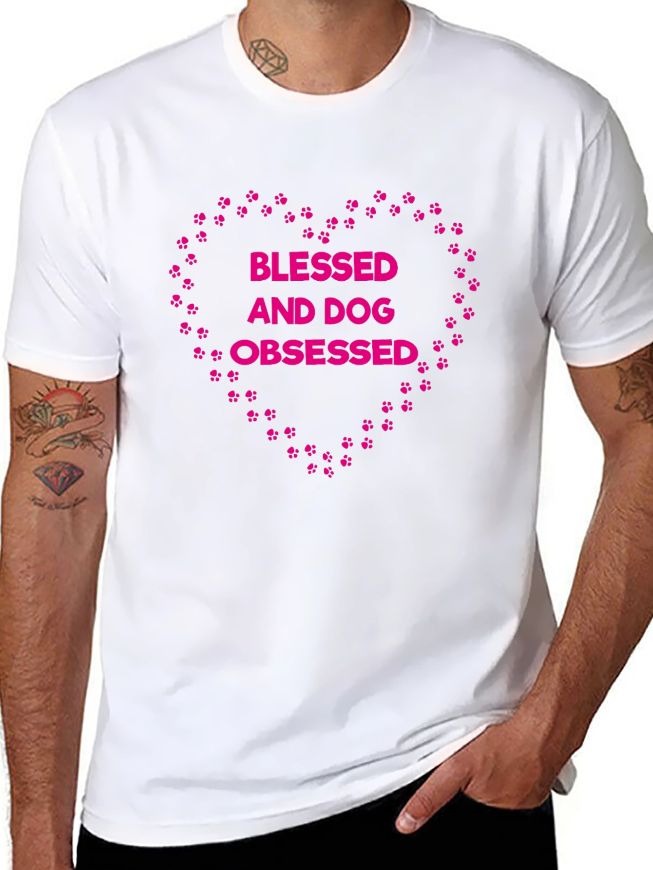 Blessed and Dog Obsessed T-Shirt Paw Print Heart