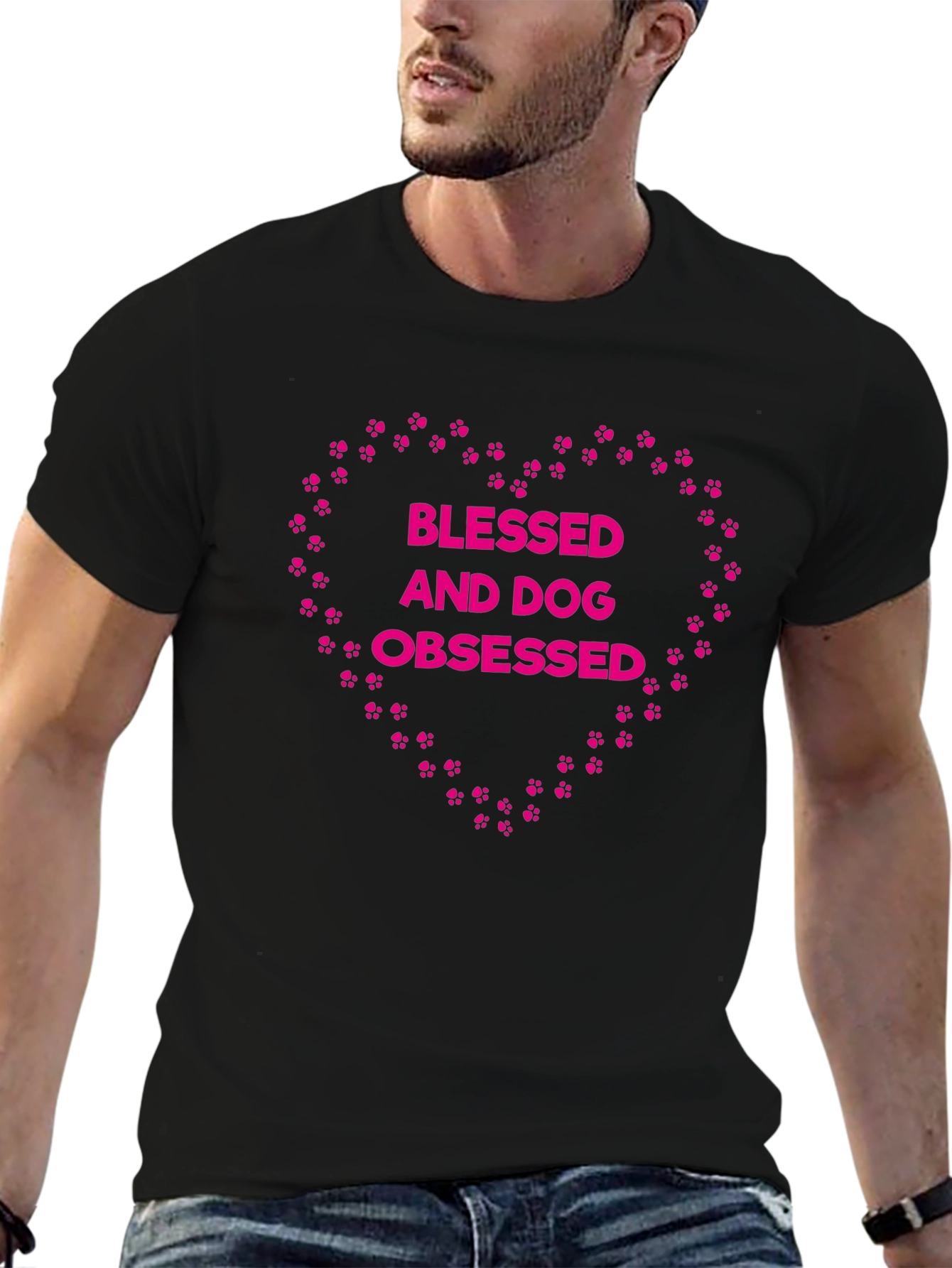 Blessed and Dog Obsessed T-Shirt Paw Print Heart