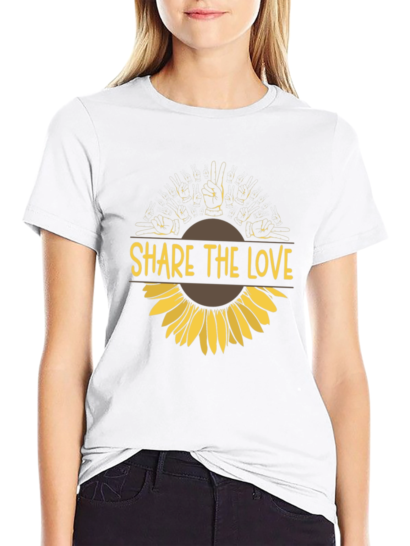 Share the Love Sunflower Graphic Tee - Black