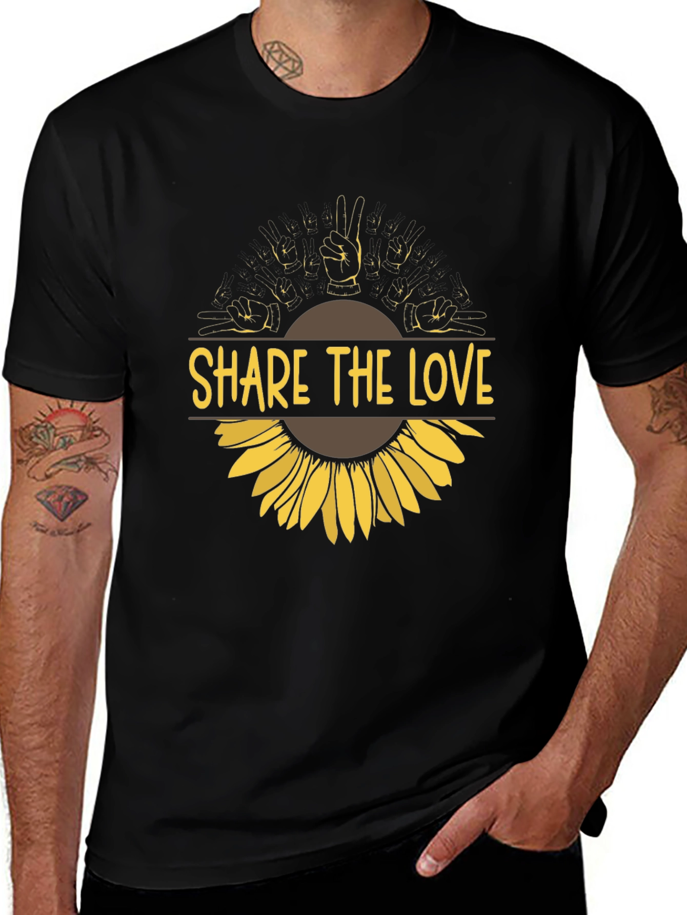 Share the Love Sunflower Graphic Tee - Black