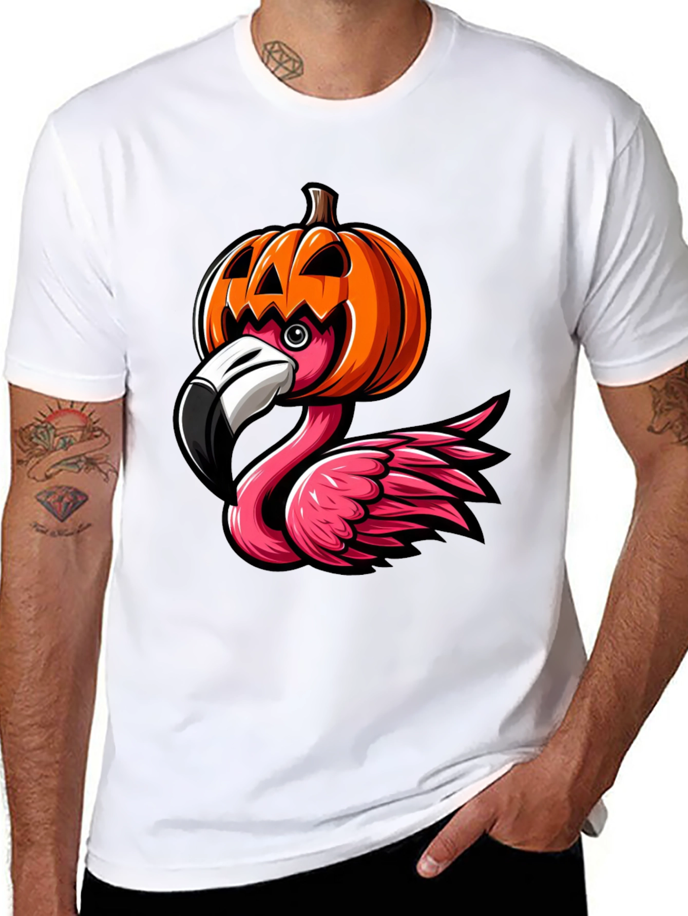 Halloween Flamingo T-Shirt - Pumpkin Costume Tee