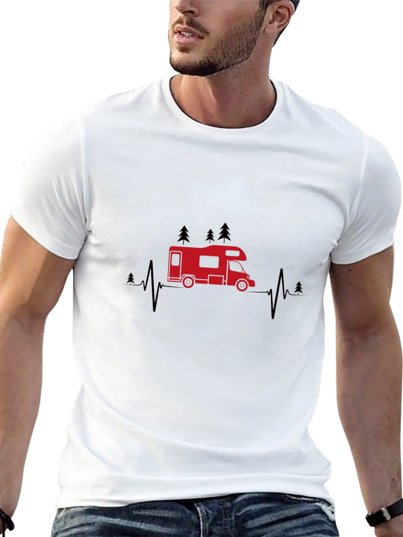 Camper Heartbeat T-Shirt - Camping Adventure Tee