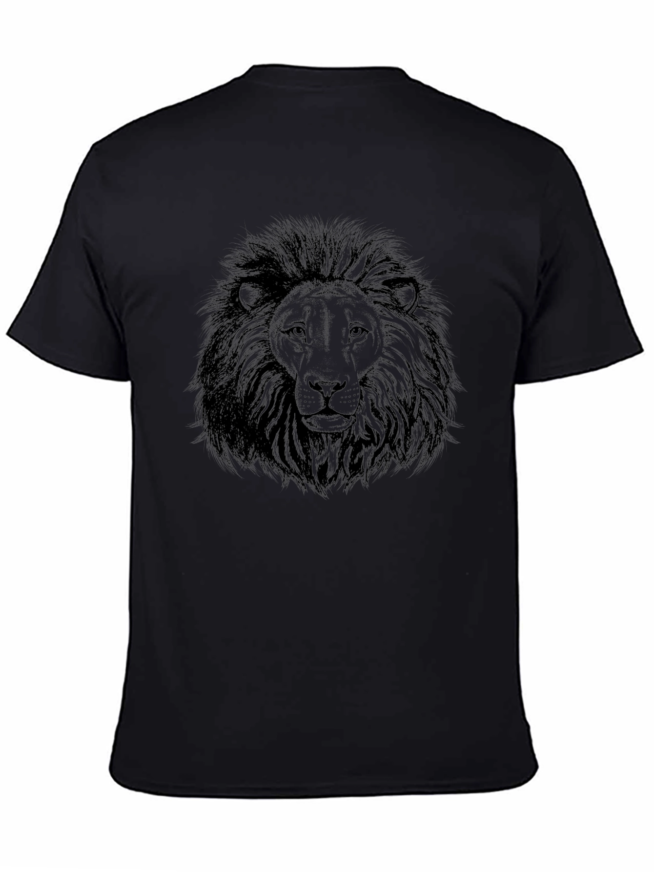 Lion Graphic Print Black T-Shirt