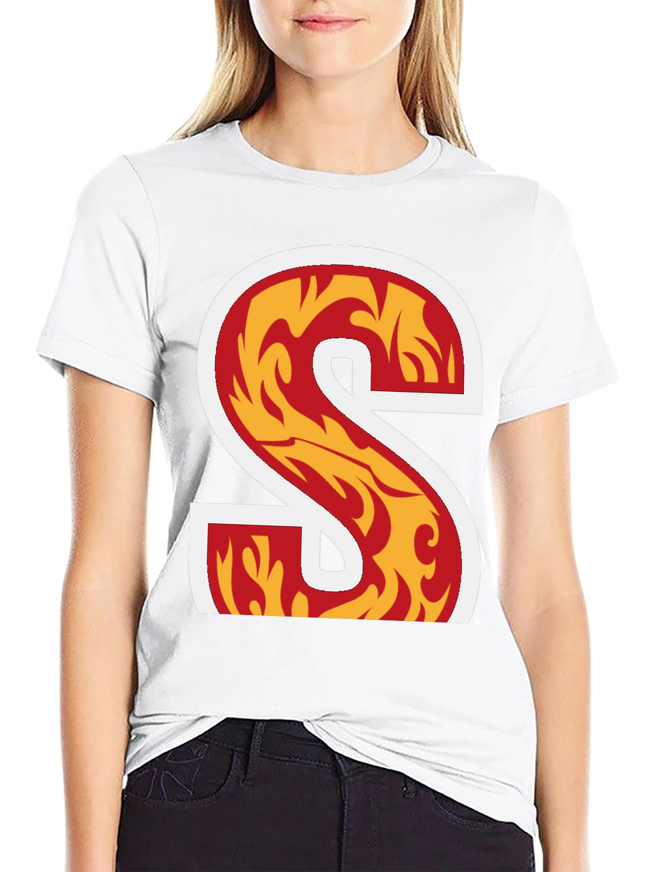 Fiery Letter S Graphic Tee - Bold Statement Shirt