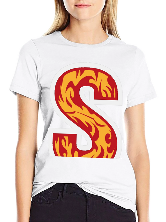 Fiery Letter S Graphic Tee - Bold Statement Shirt