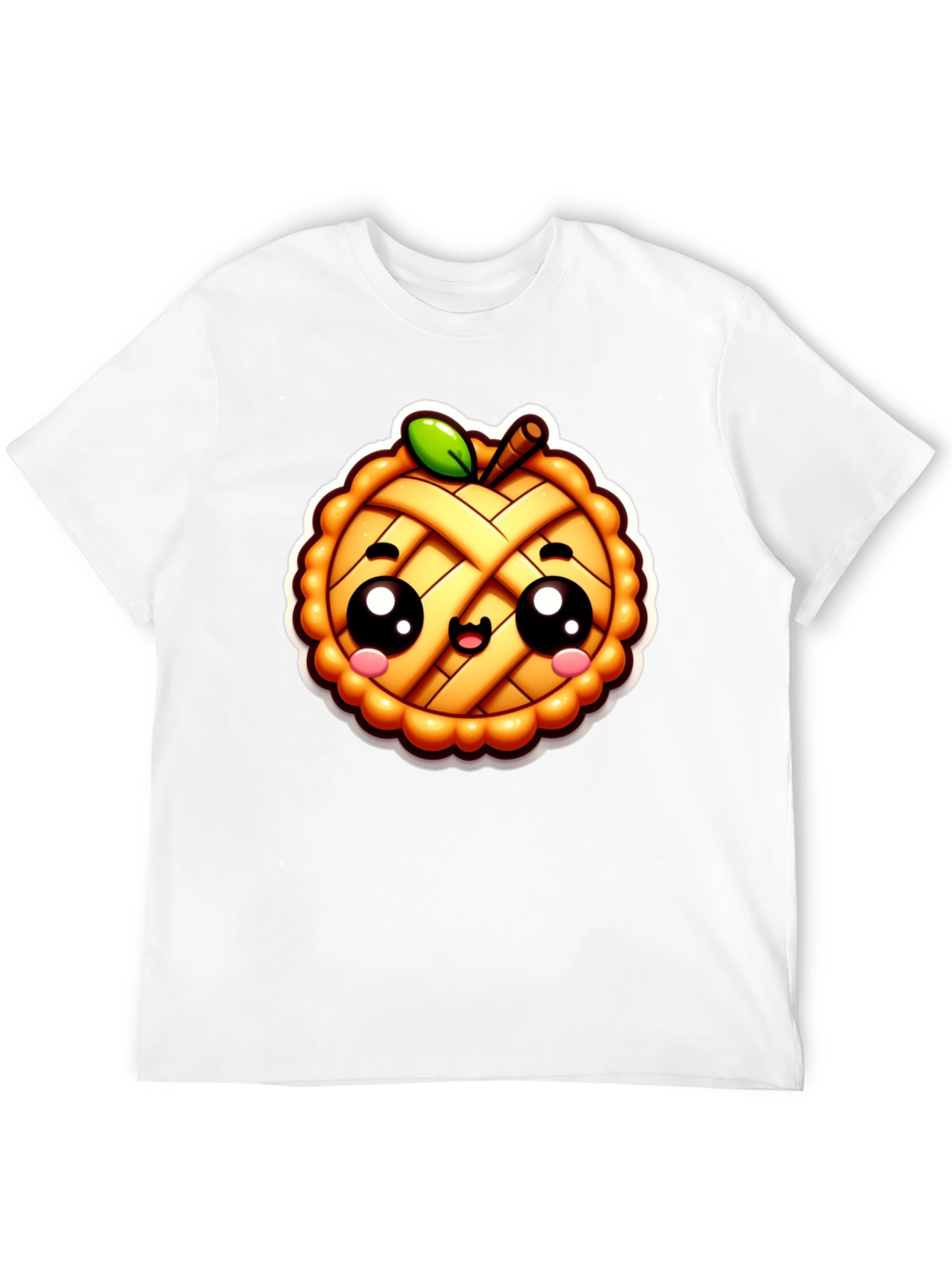 Cute Apple Pie Cartoon Black T-Shirt