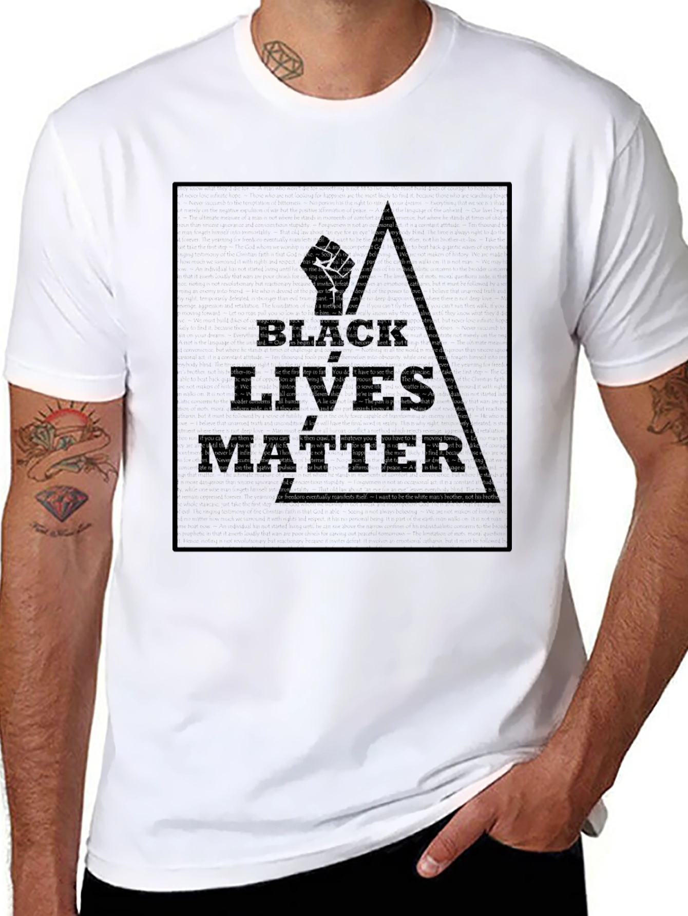Text Art Graphic Tee - Black Cotton Blend Shirt