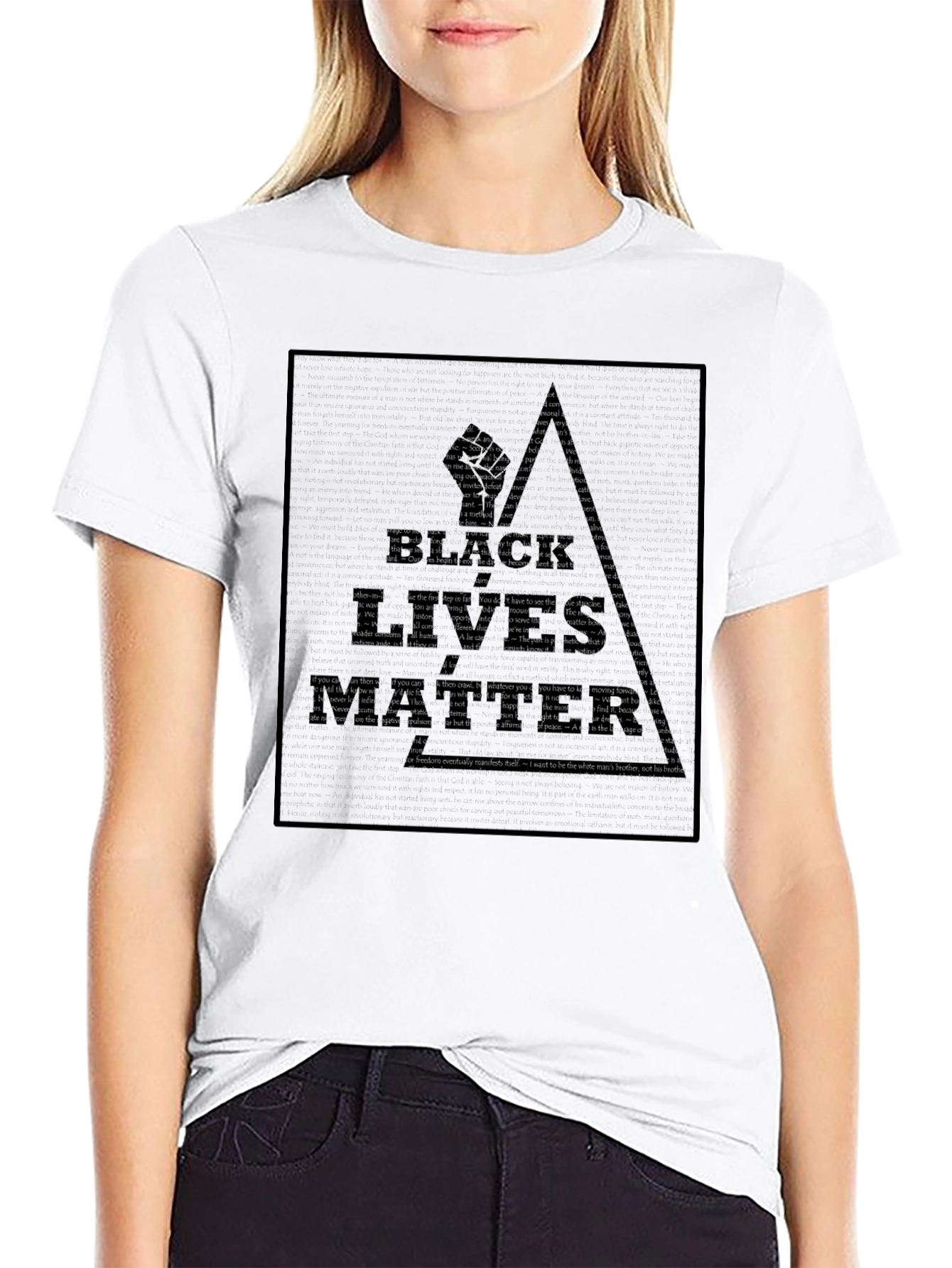 Text Art Graphic Tee - Black Cotton Blend Shirt