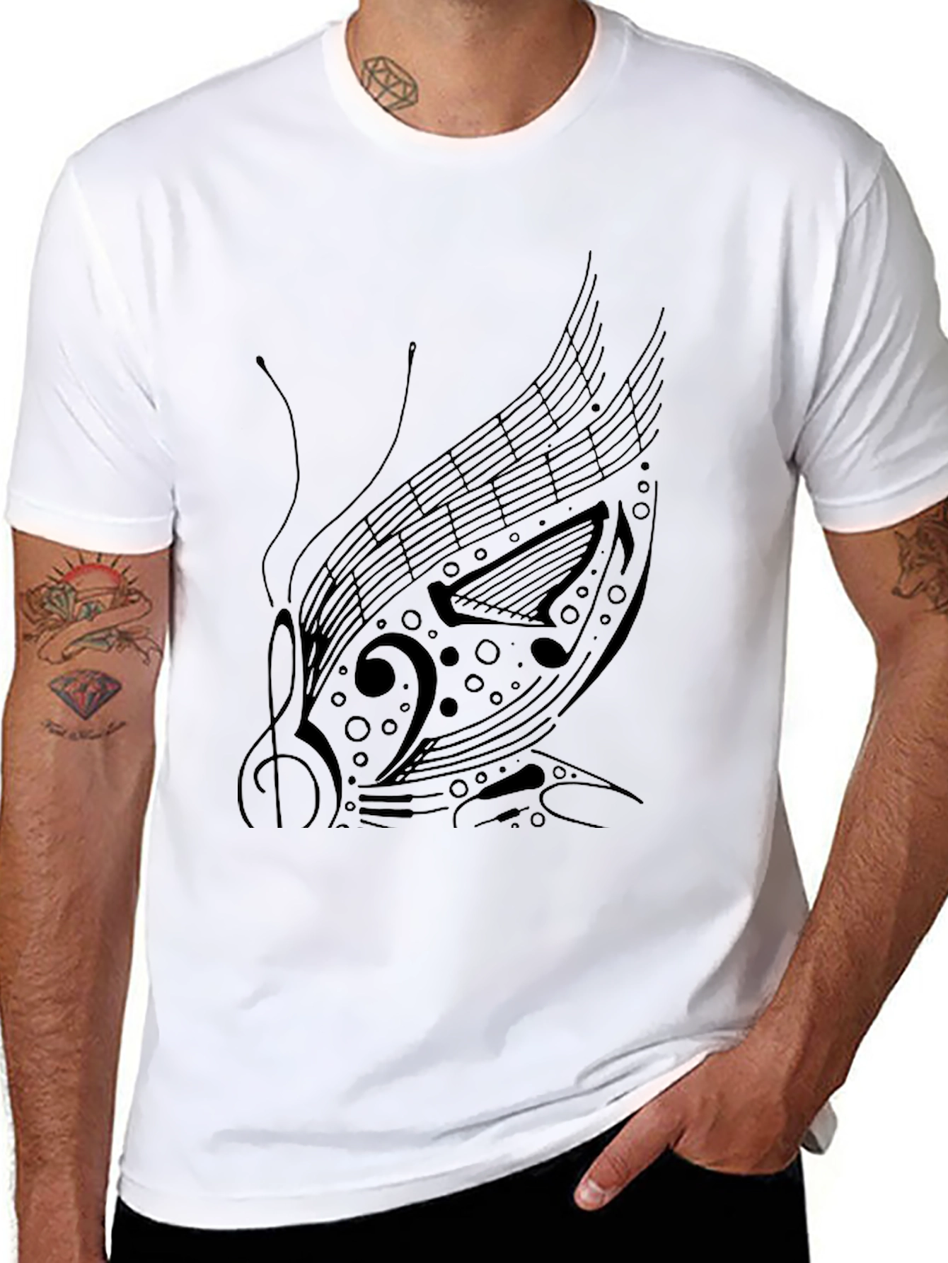 Musical Butterfly Graphic Tee - Black