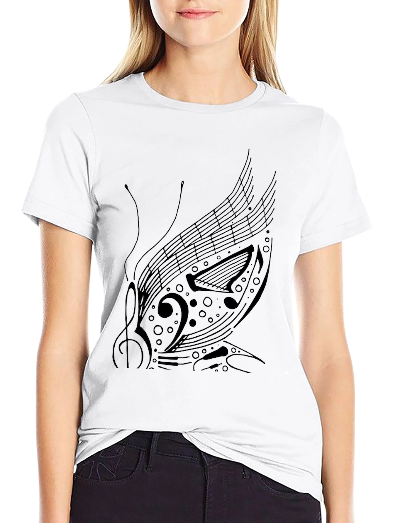 Musical Butterfly Graphic Tee - Black