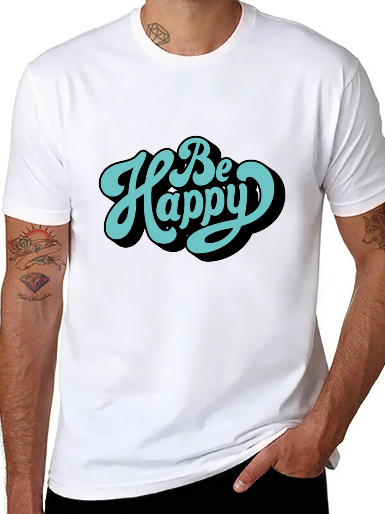 Be Happy Graphic Tee - Trendy Casual Shirt