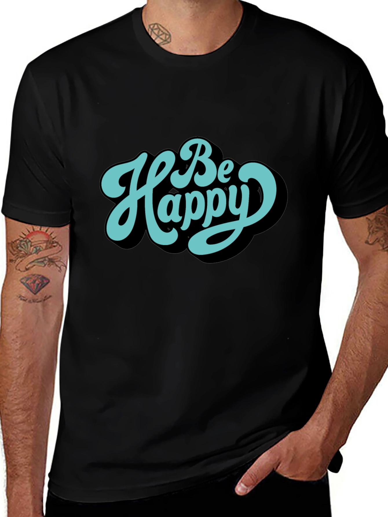 Be Happy Graphic Tee - Trendy Casual Shirt