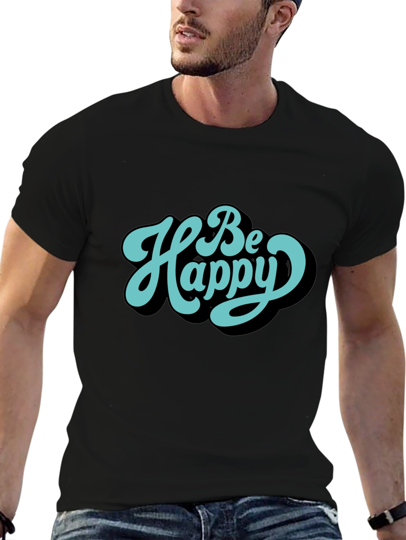 Be Happy Graphic Tee - Trendy Casual Shirt