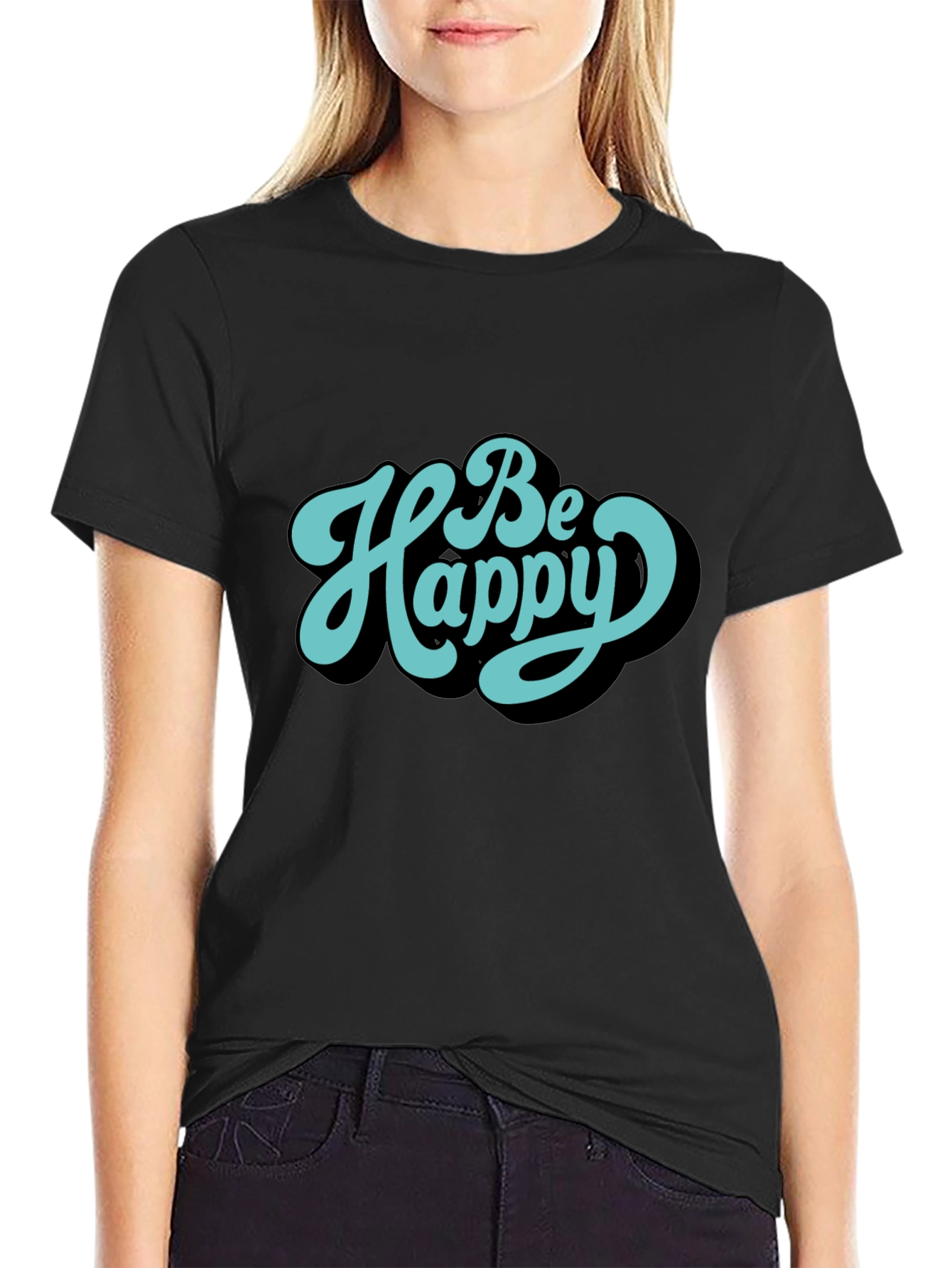 Be Happy Graphic Tee - Trendy Casual Shirt