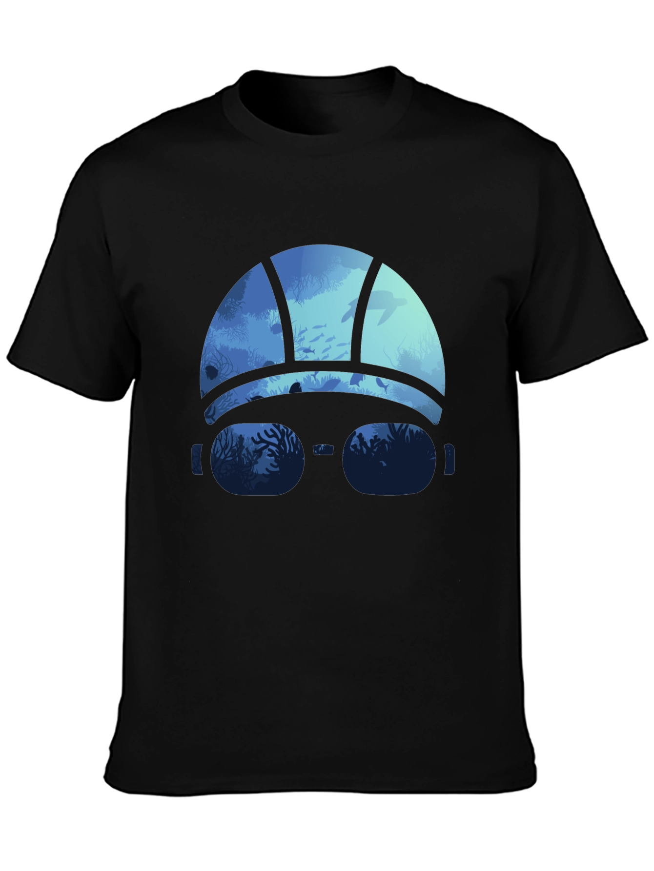 Ocean Diver Graphic Tee - Black Cotton T-Shirt