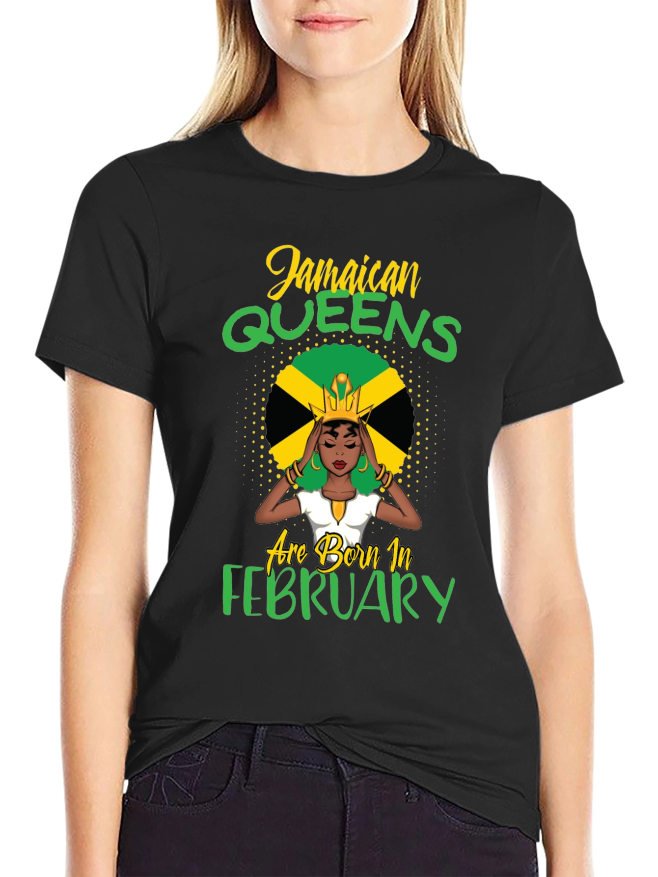 Jamaican Queens Born in February Black T-Shirt