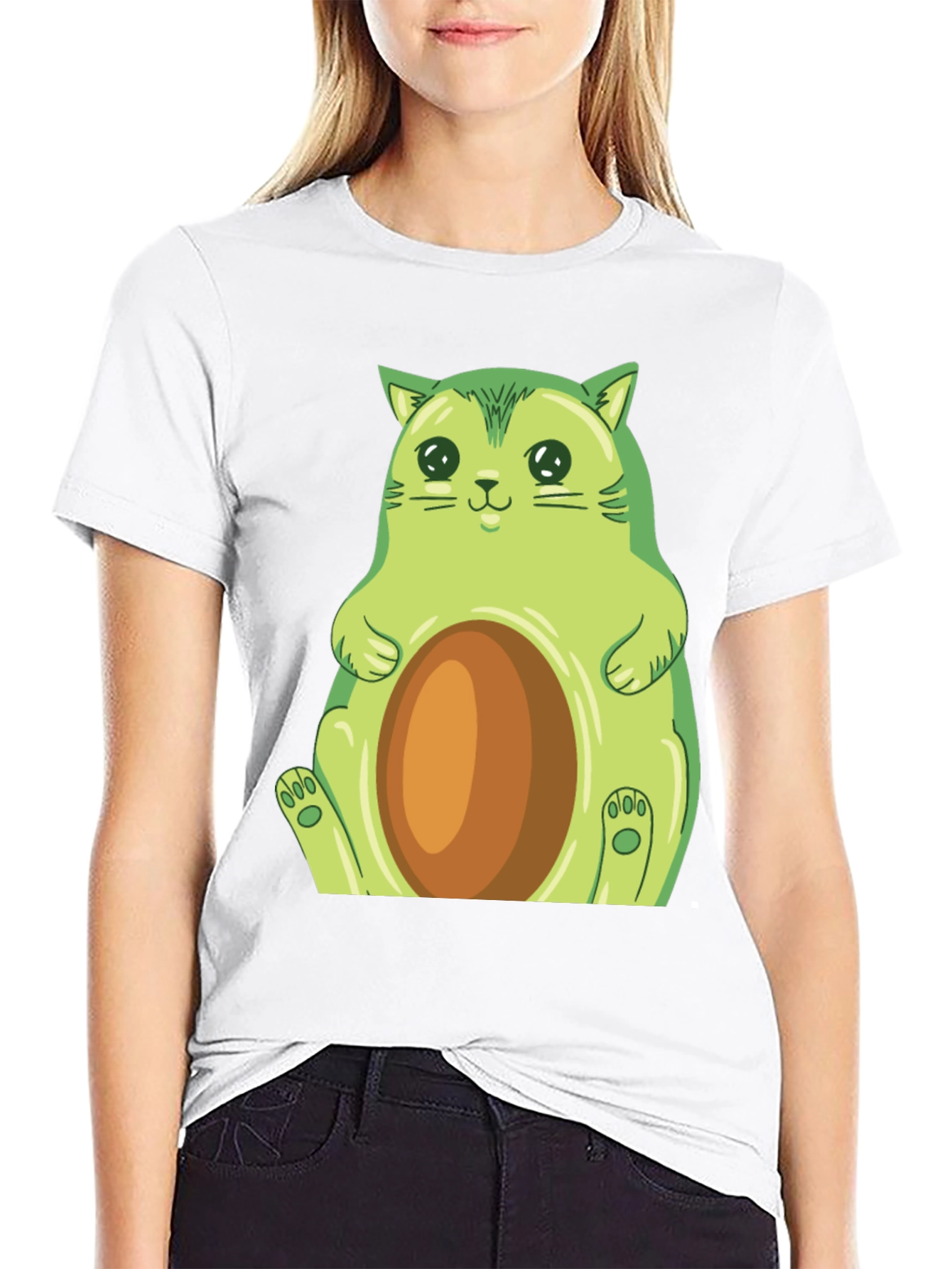 Avocado Cat Graphic T-Shirt - Cute & Comfy!