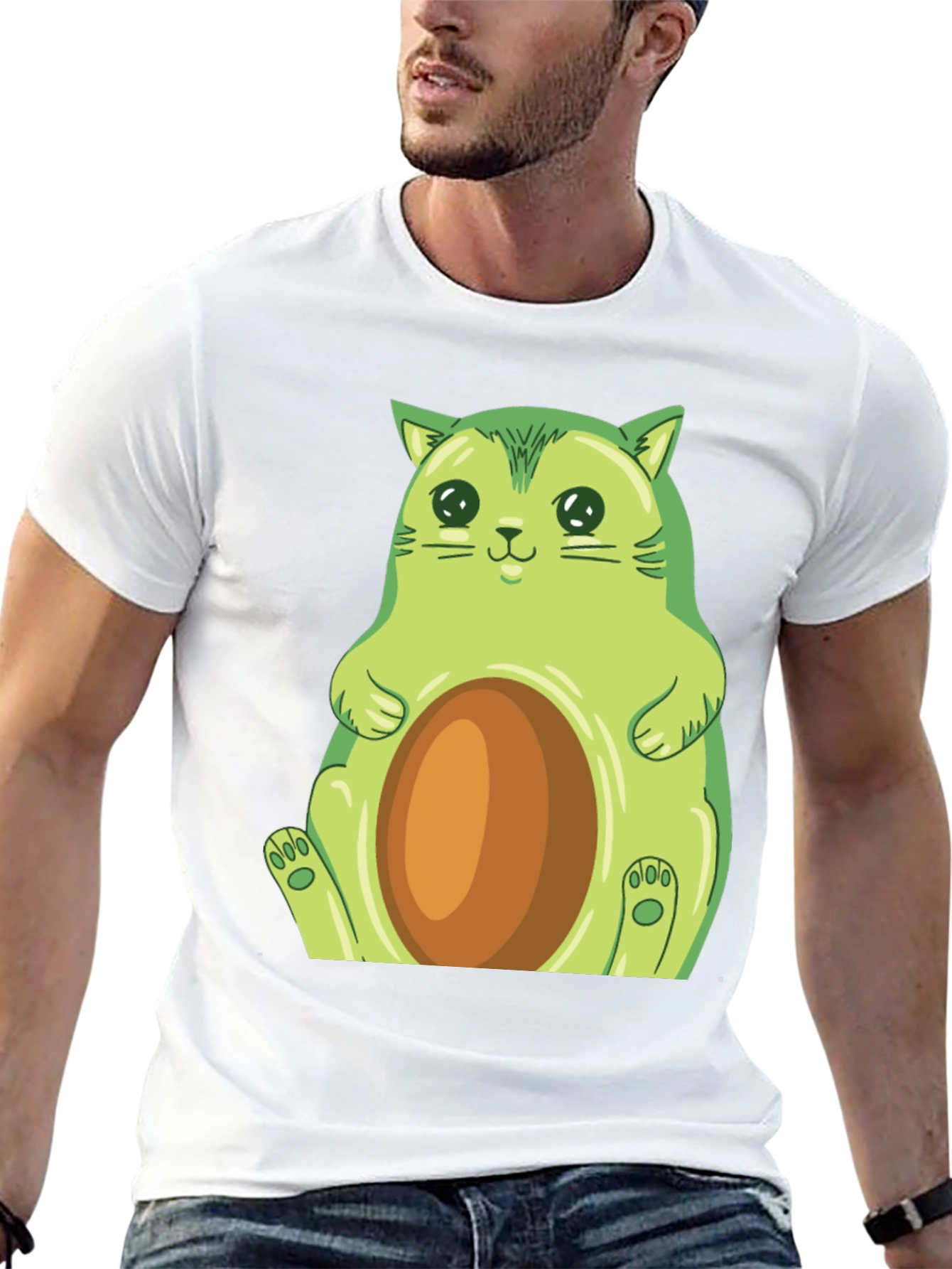 Avocado Cat Graphic T-Shirt - Cute & Comfy!