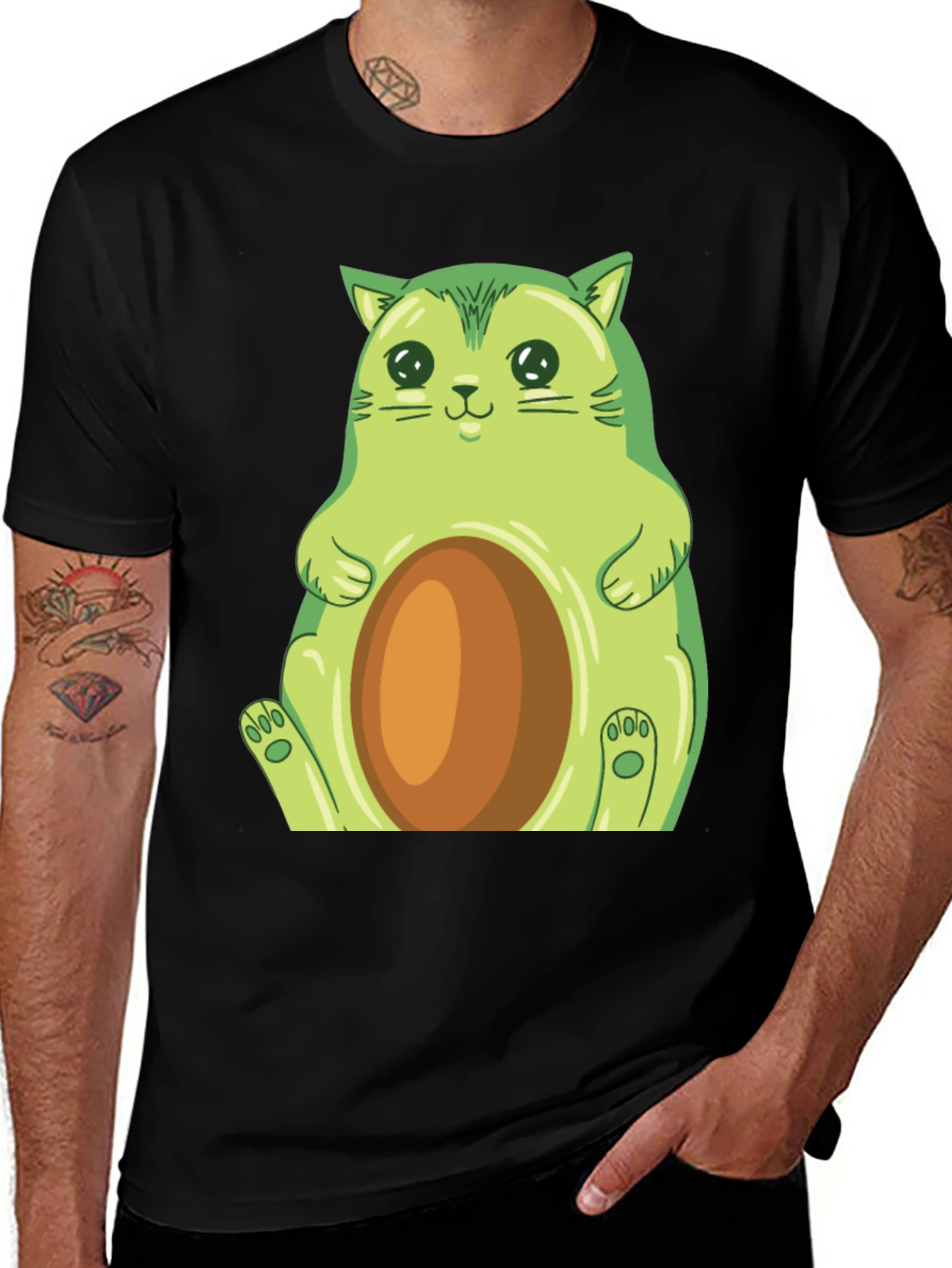 Avocado Cat Graphic T-Shirt - Cute & Comfy!