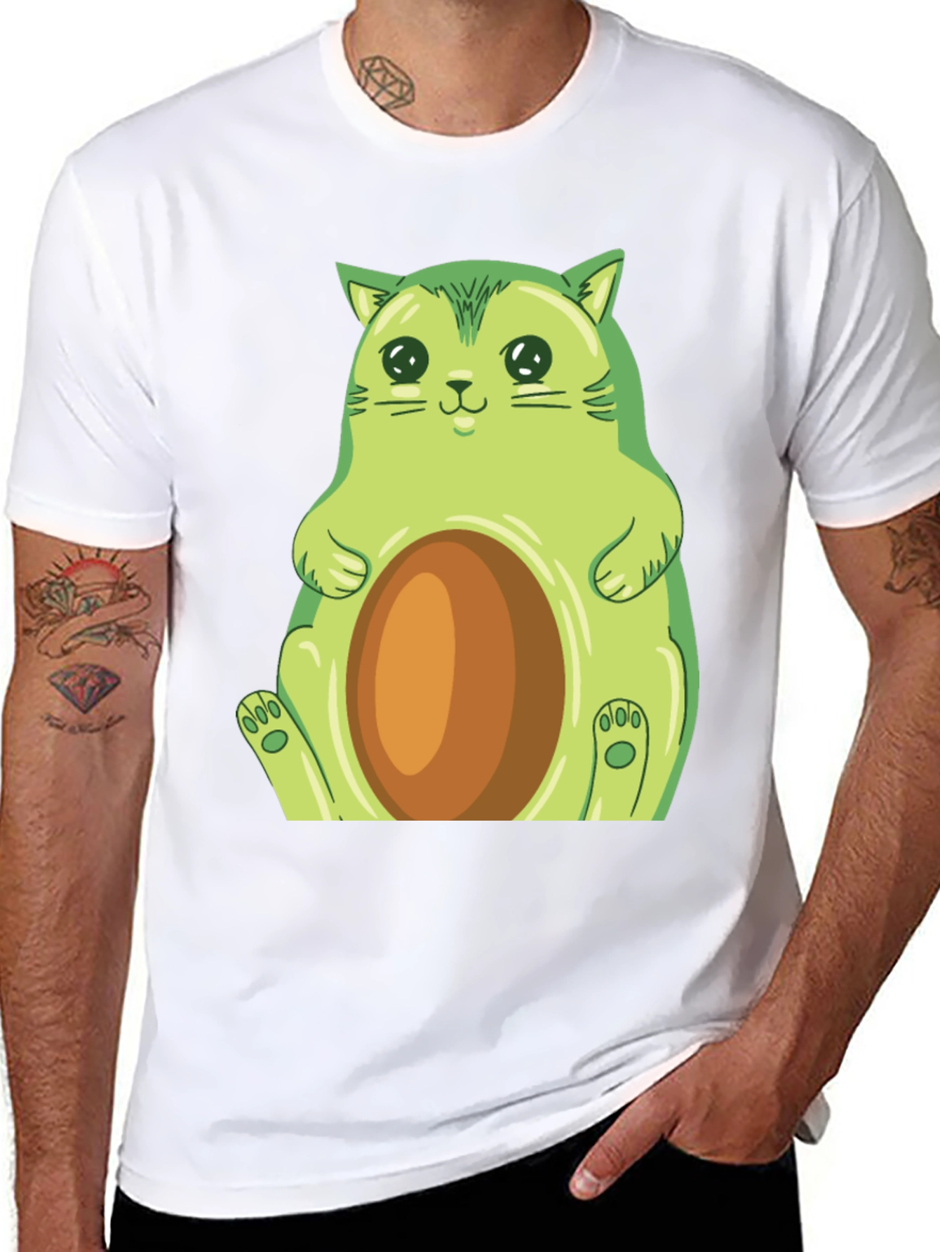 Avocado Cat Graphic T-Shirt - Cute & Comfy!