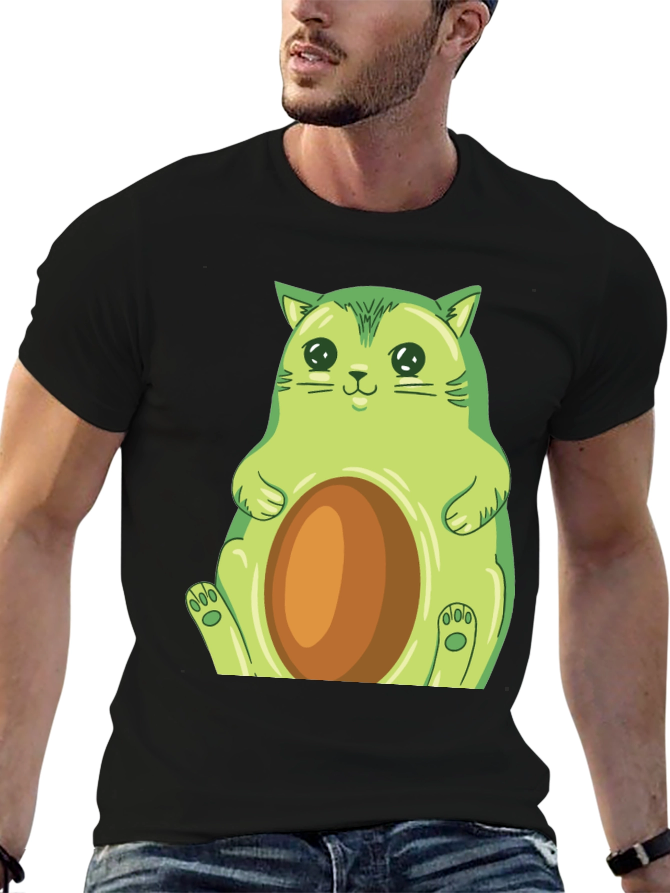 Avocado Cat Graphic T-Shirt - Cute & Comfy!