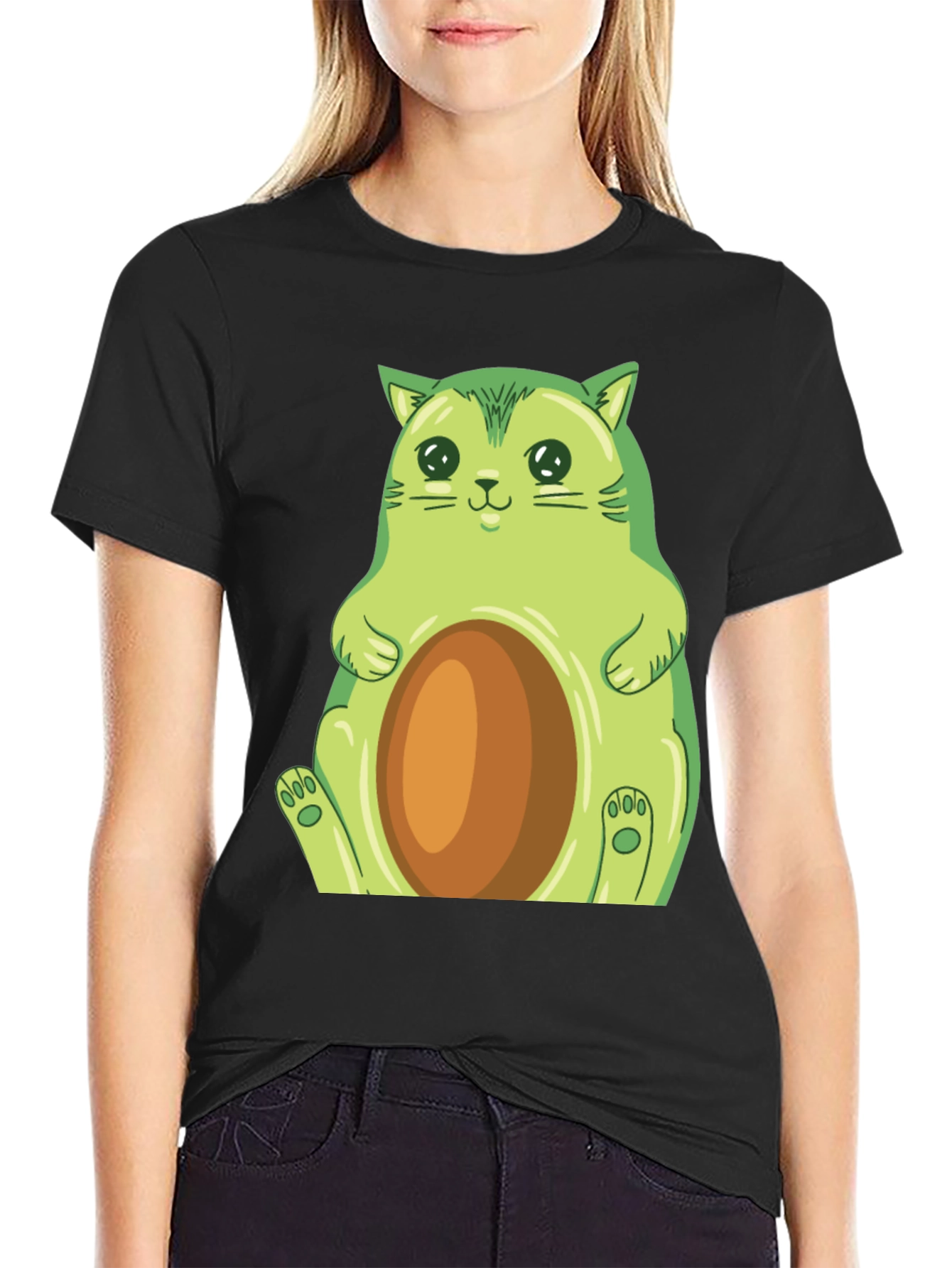 Avocado Cat Graphic T-Shirt - Cute & Comfy!
