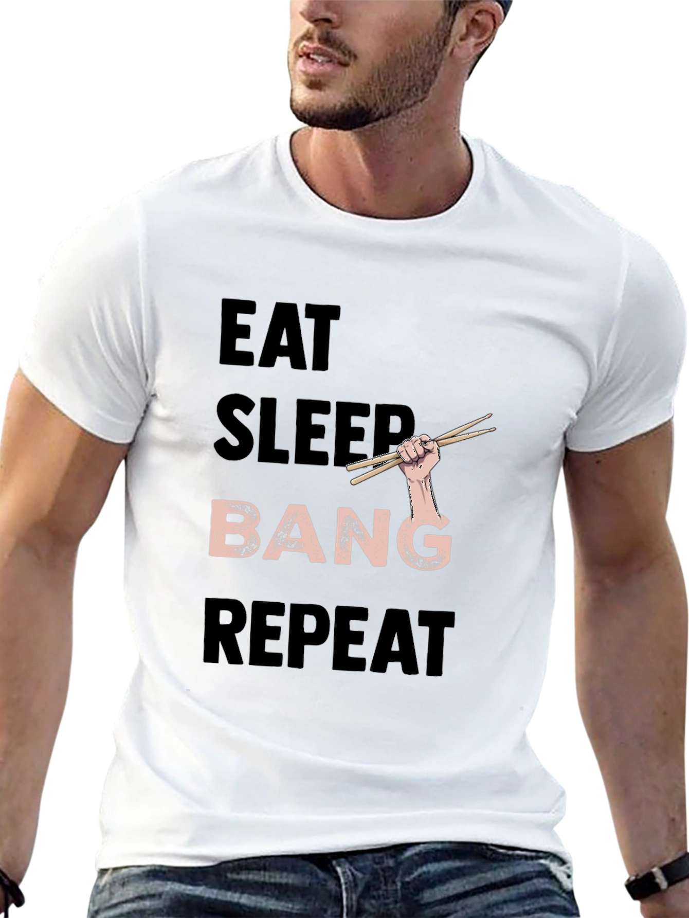 Eat Sleep Bang Repeat Black T-Shirt