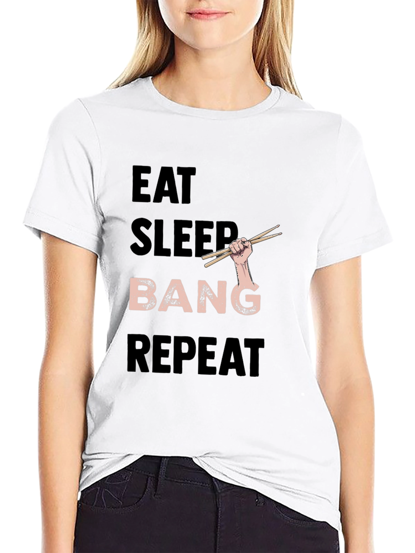 Eat Sleep Bang Repeat Black T-Shirt