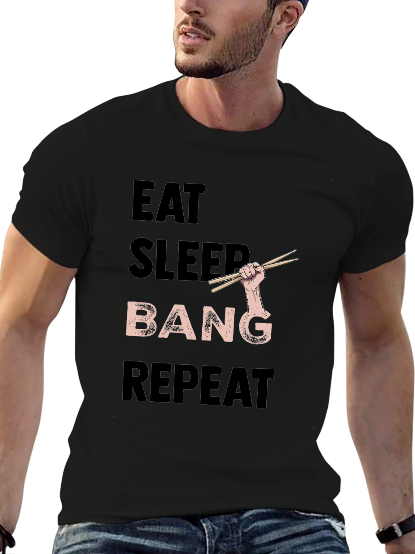 Eat Sleep Bang Repeat Black T-Shirt
