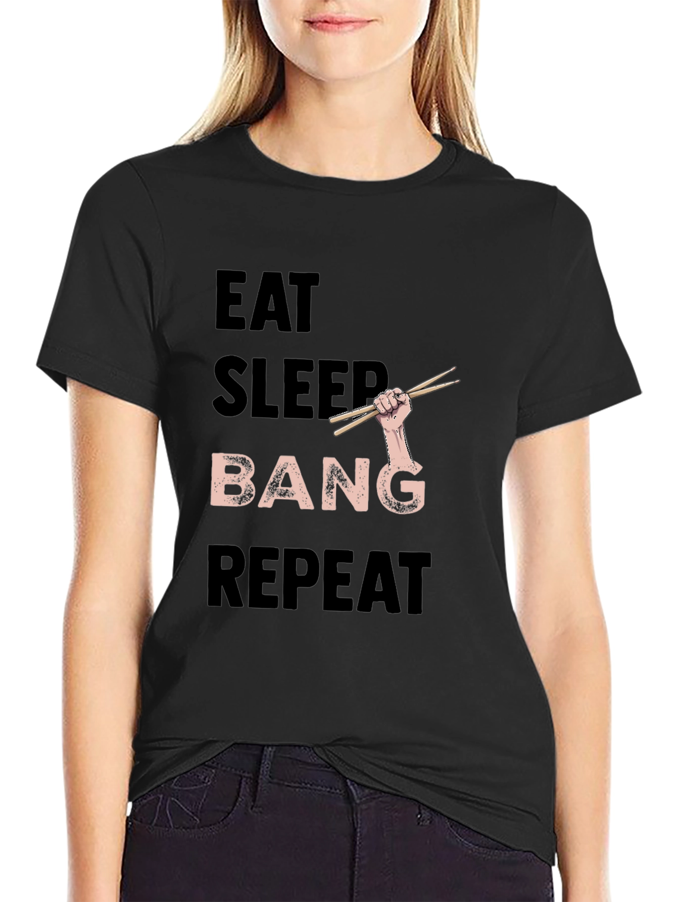 Eat Sleep Bang Repeat Black T-Shirt