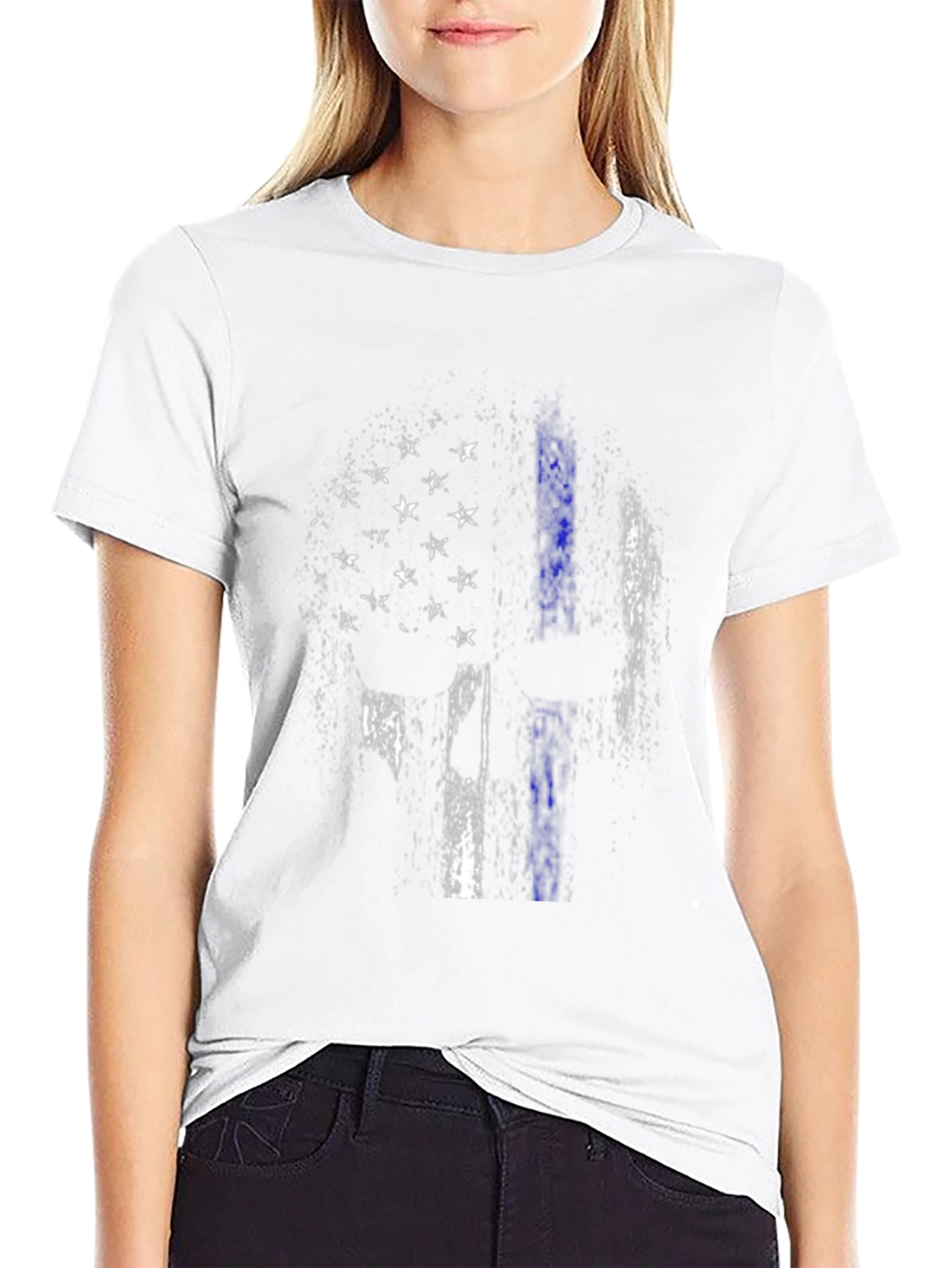 Distressed American Flag Thin Blue Line T-Shirt