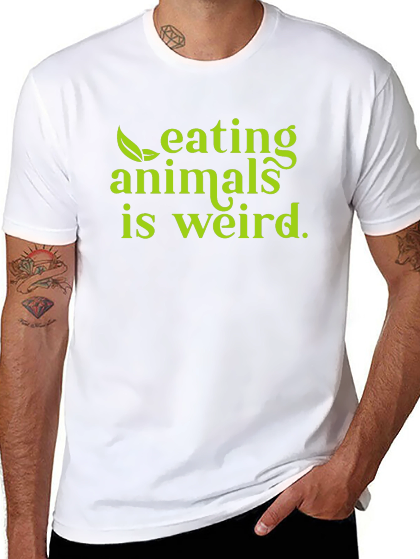 Vegan Slogan T-Shirt - Eating Animals Is Weird
