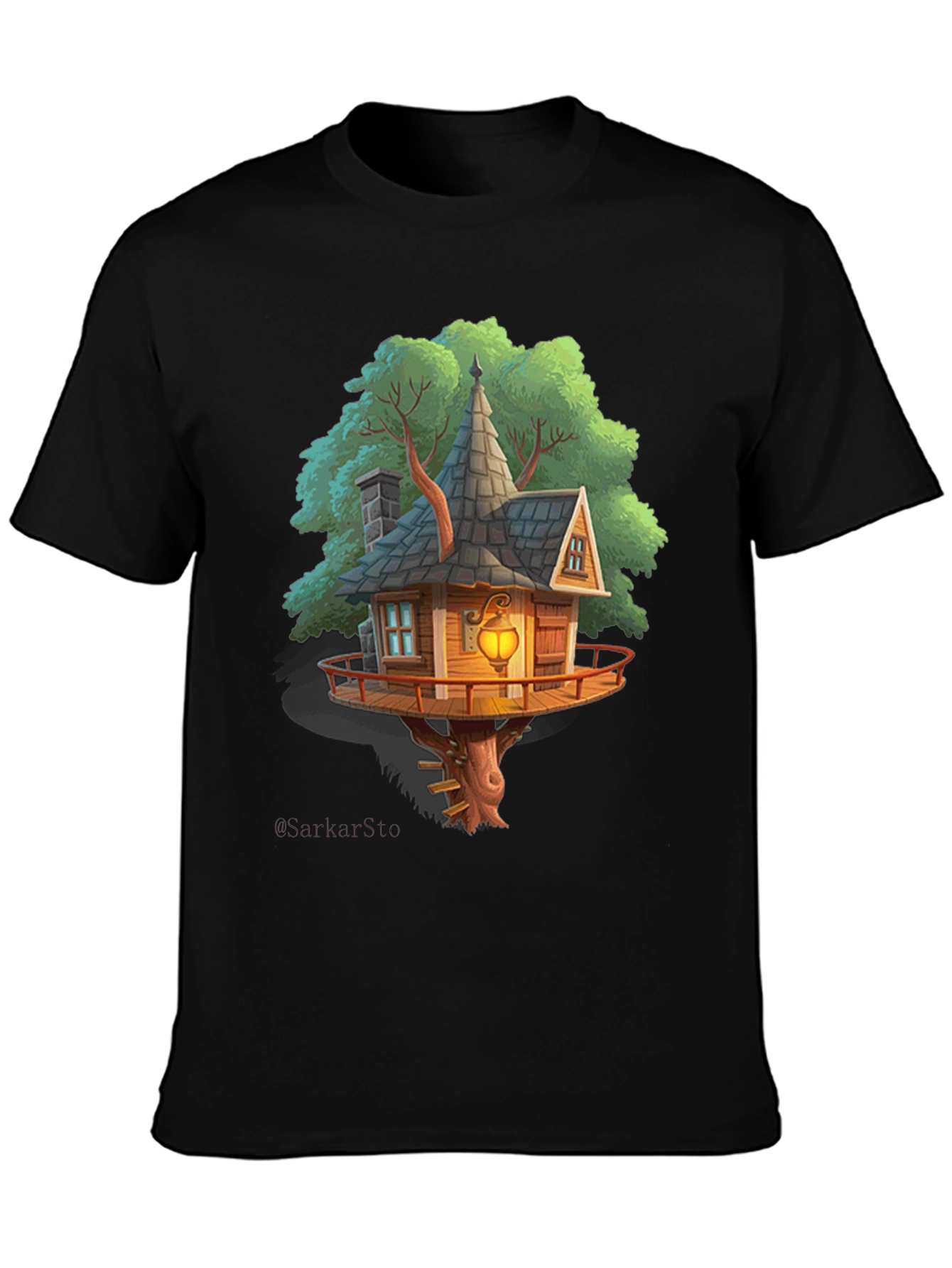 Whimsical Treehouse Graphic T-Shirt - Unique Design