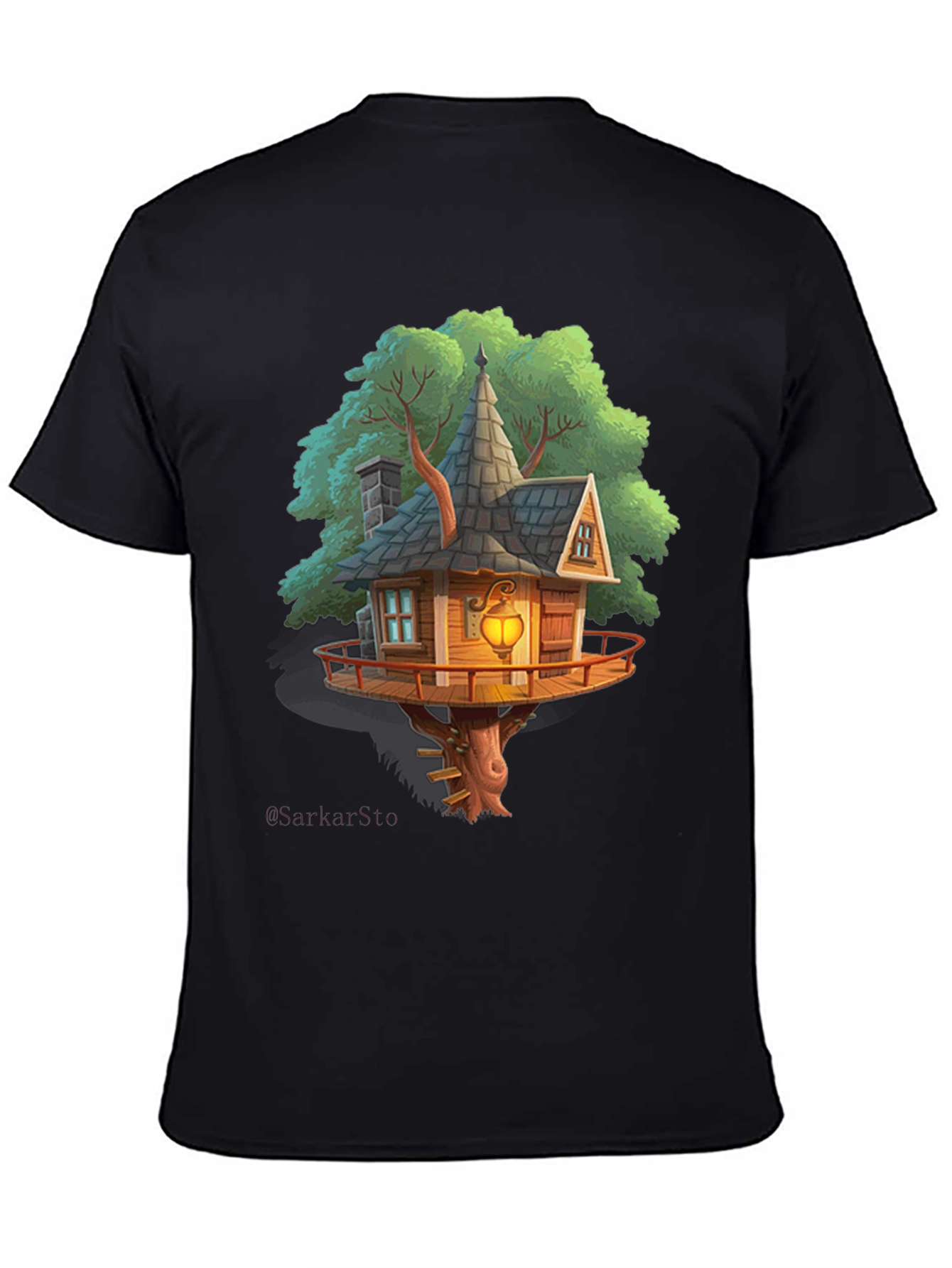 Whimsical Treehouse Graphic T-Shirt - Unique Design