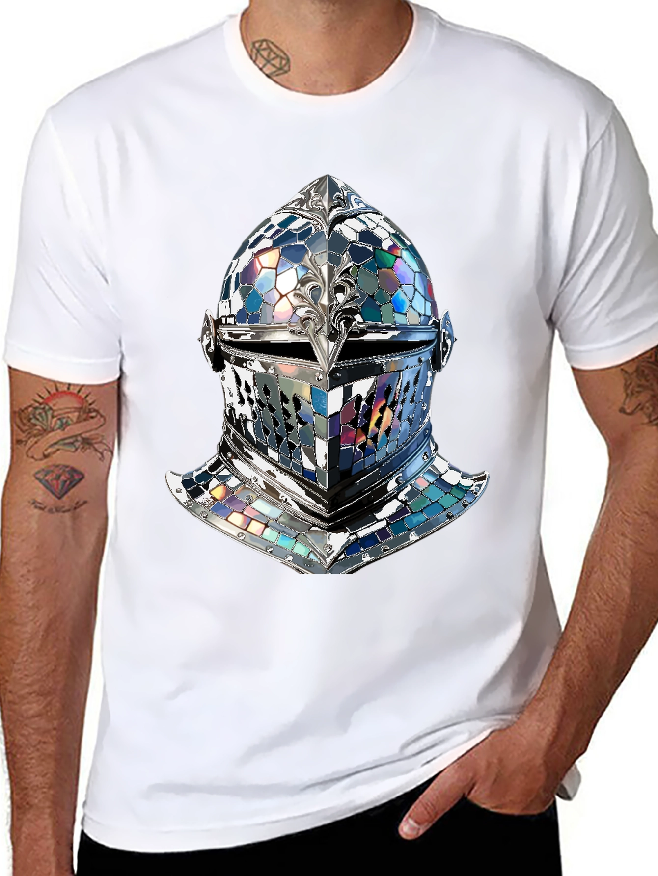 Knight Helmet Graphic Tee - Medieval Armor Design