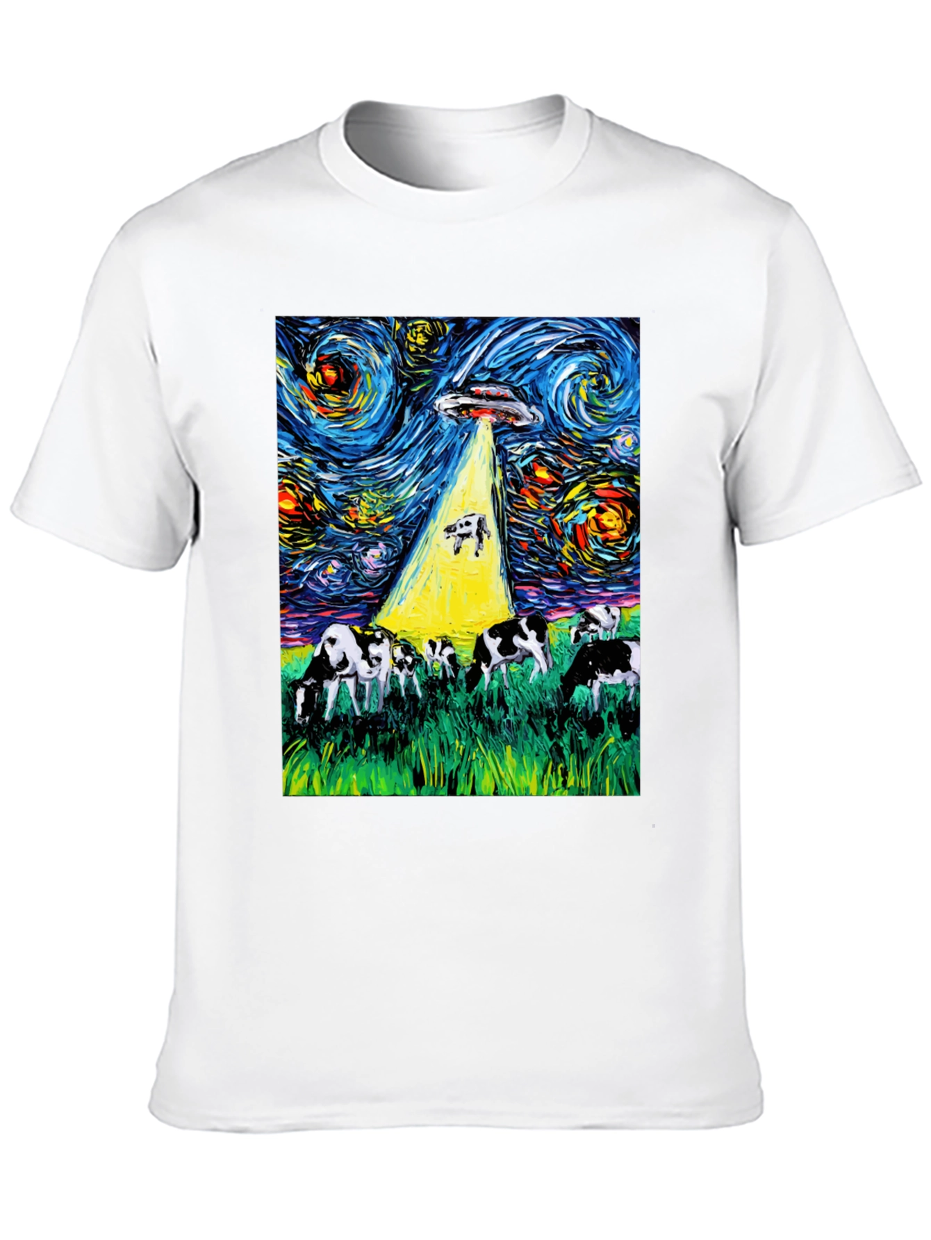 Starry Night Cow Abduction Graphic Tee