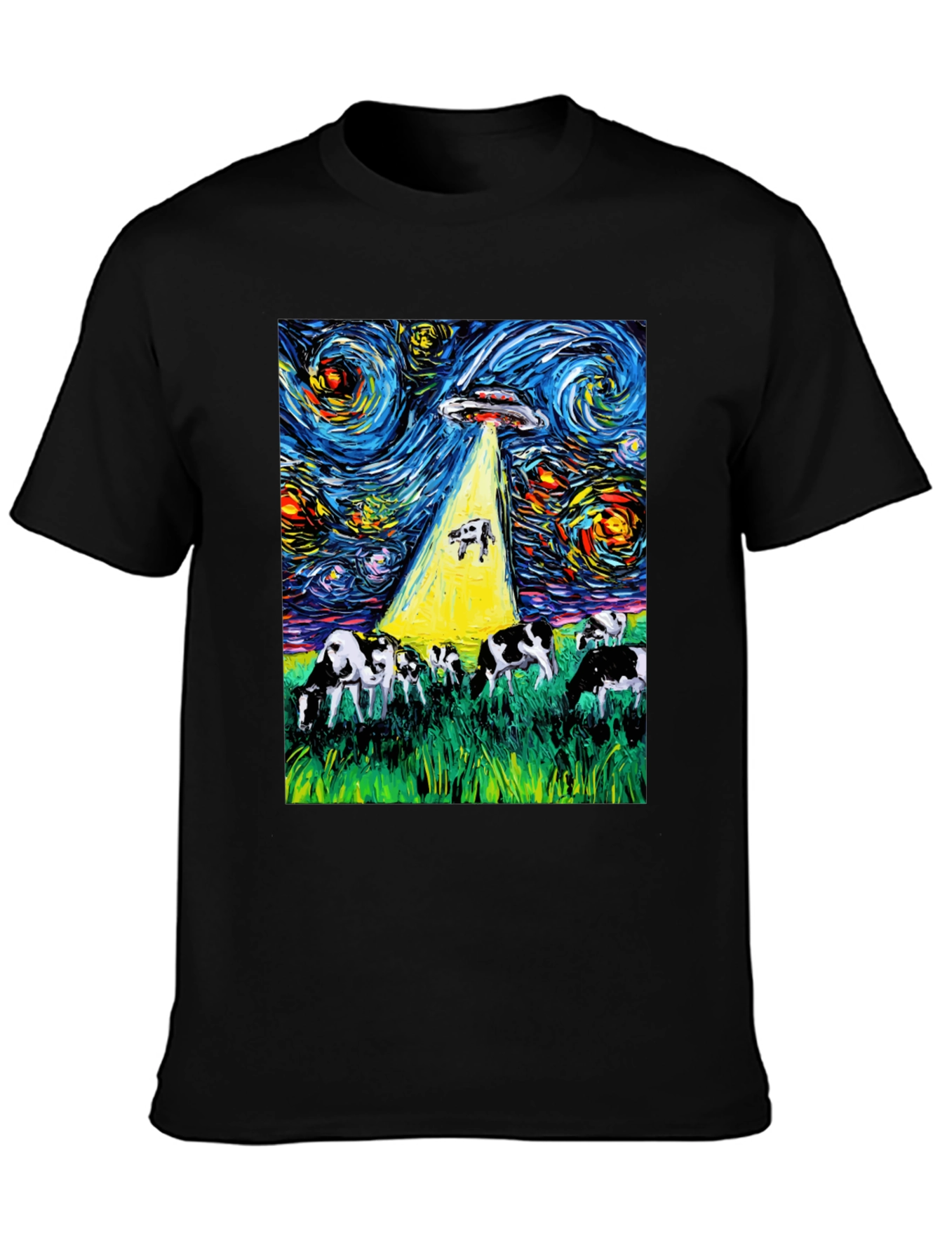 Starry Night Cow Abduction Graphic Tee