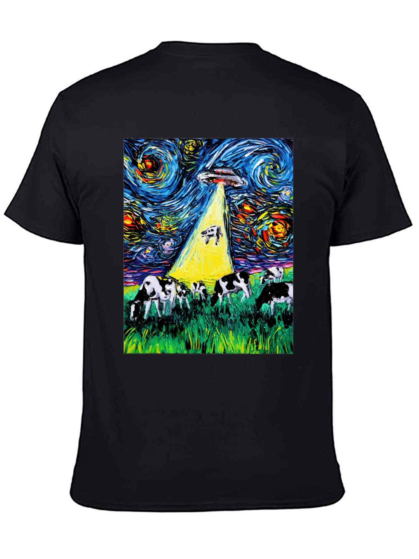 Starry Night Cow Abduction Graphic Tee