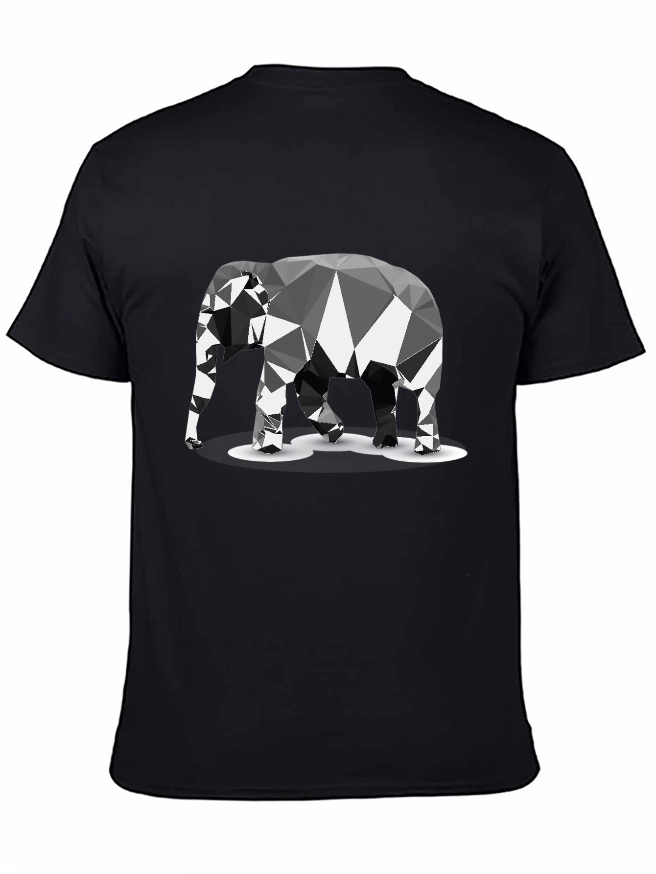 Geometric Elephant Graphic Black T-Shirt