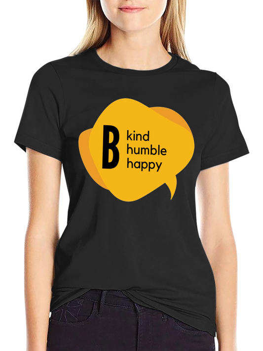 Kind Humble Happy Graphic Tee - Positive Vibes Black T-Shirt