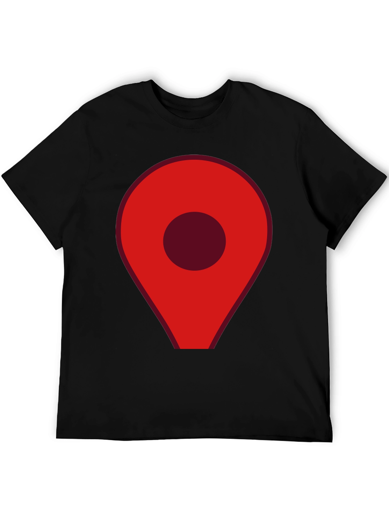 Red Location Pin Graphic Black T-Shirt